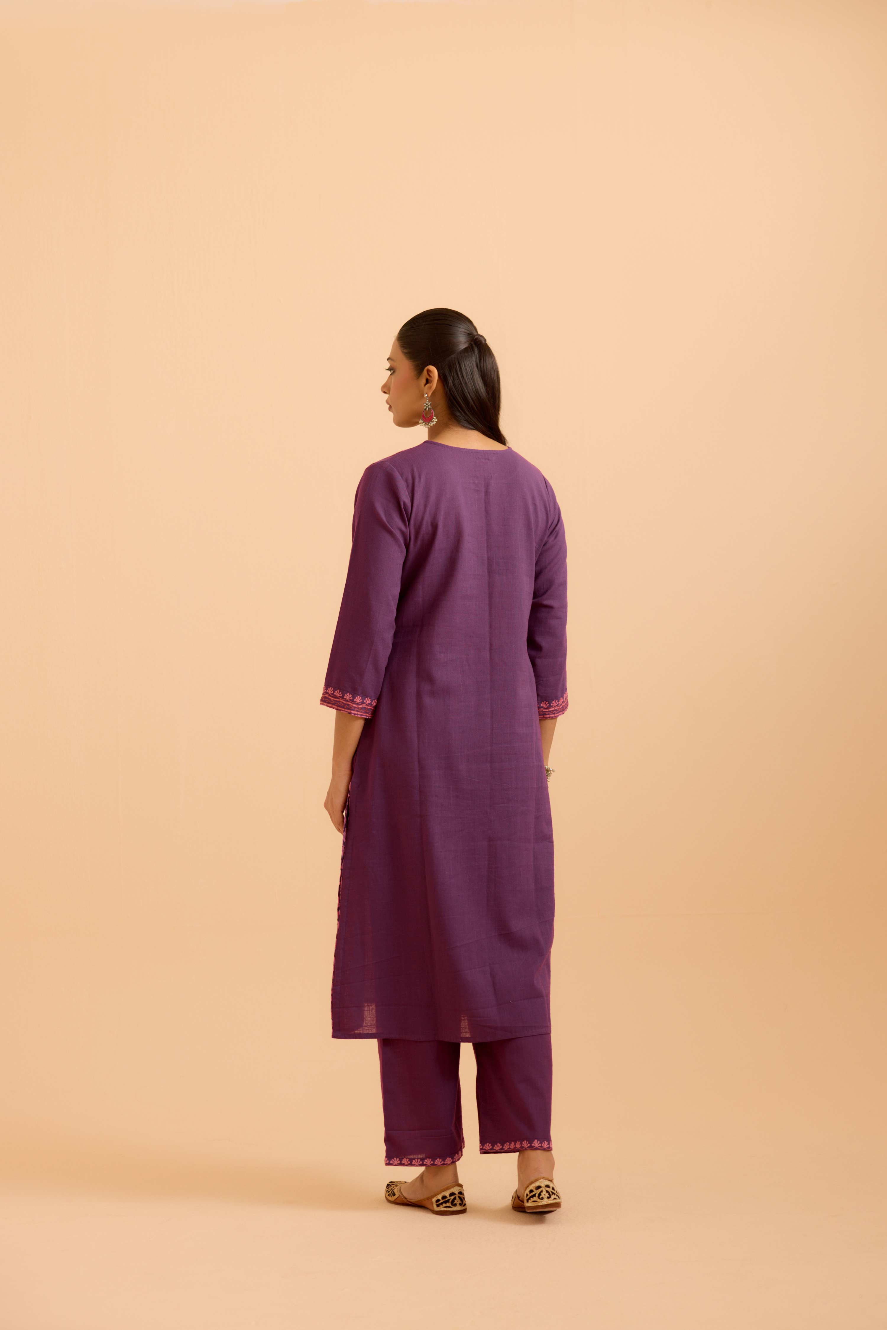 Elena Cotton Slub Kurta Purple