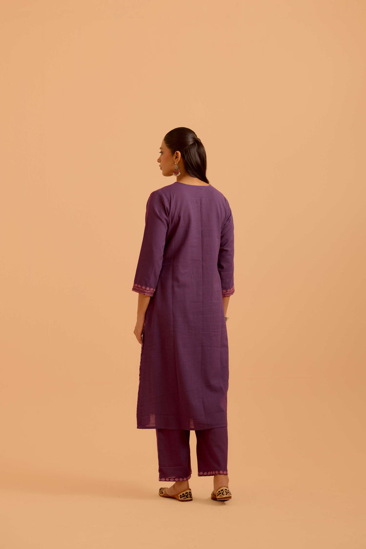 Elena Cotton Slub Kurta Purple