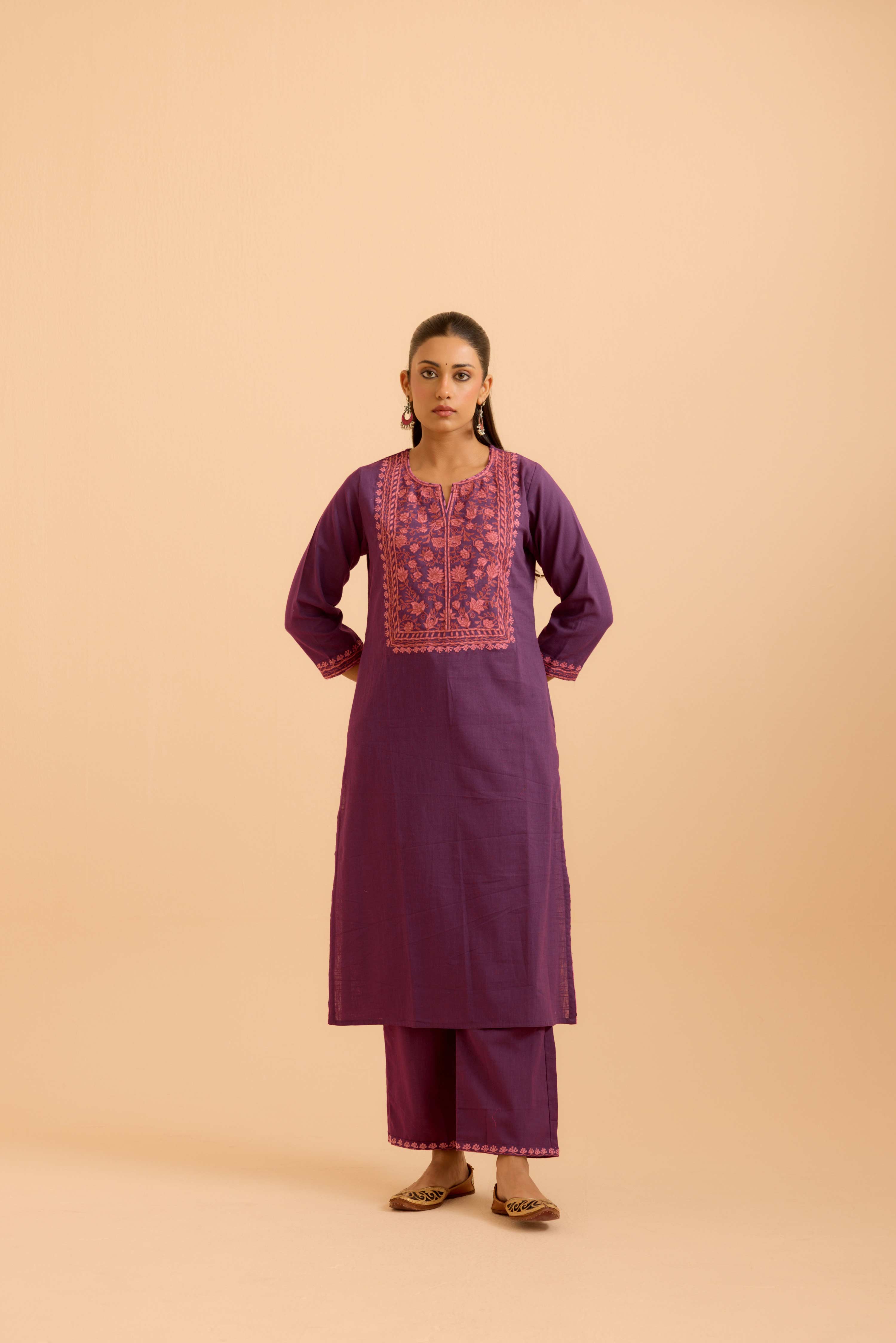 Elena Cotton Slub Kurta Purple