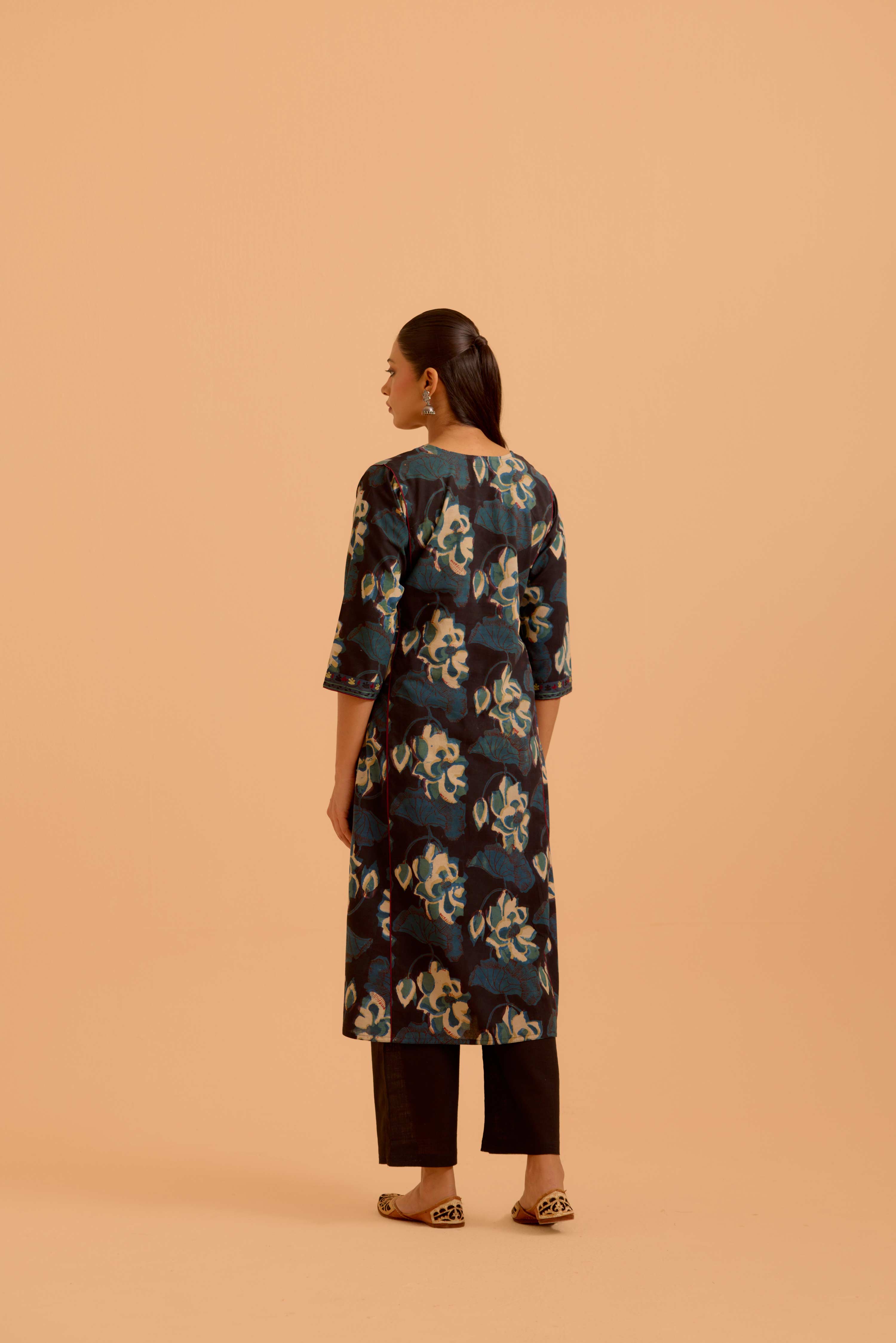 Dienne Cotton Vanaspati Printed Kurta Black