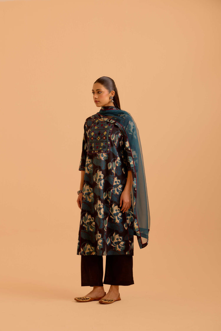 Dienne Cotton Vanaspati Printed Kurta Black