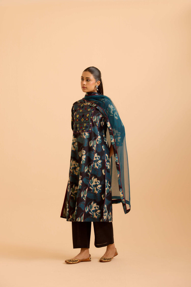 Dienne Cotton Vanaspati Printed Kurta Black