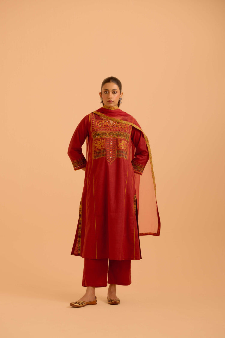 Tulsi Dupatta Red