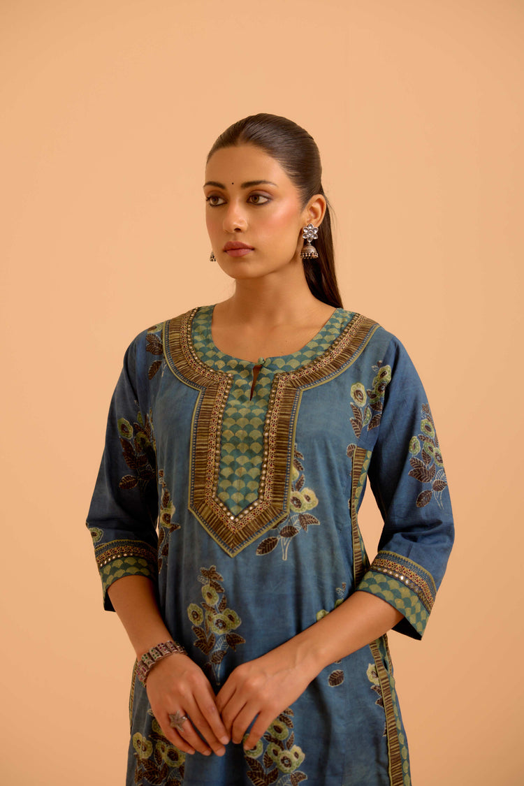 Anu Cotton Vanaspati Printed Kurta Blue