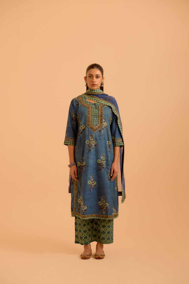 Anu Cotton Vanaspati Printed Kurta Blue