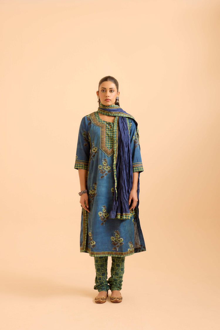 Anu Cotton Vanaspati Printed Kurta Blue