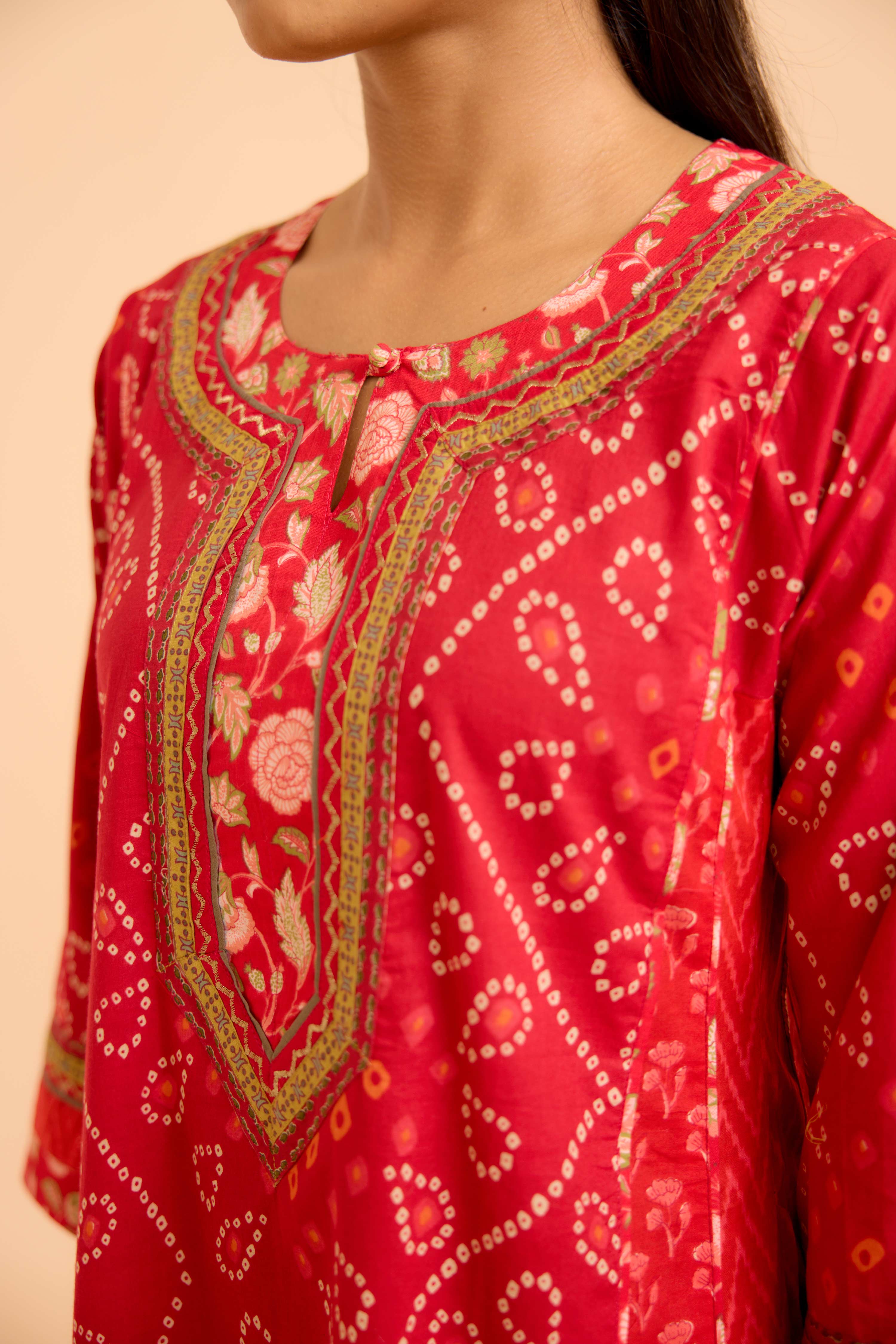 Adya Cotton Printed Kurta Red (Set Of 3)