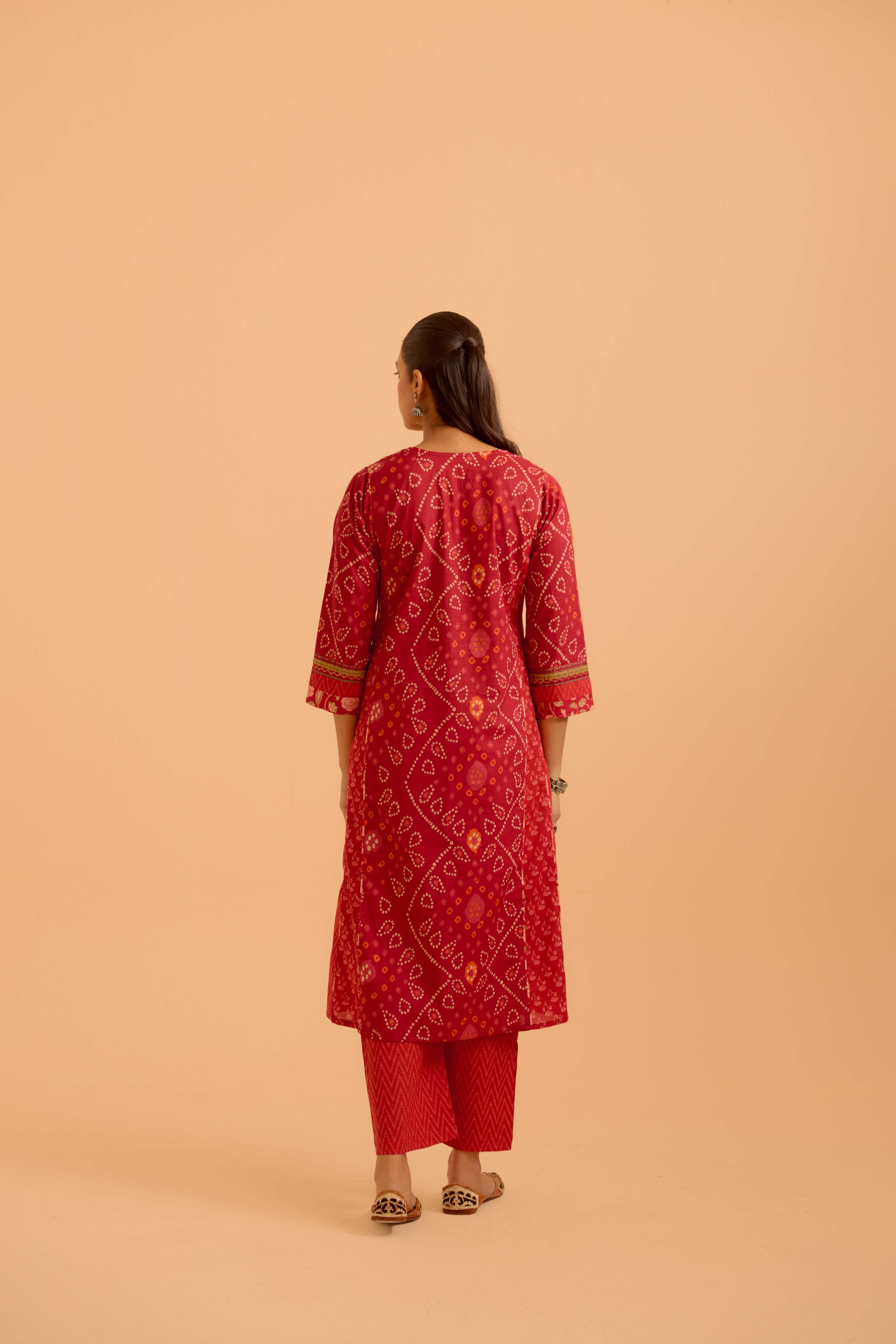 Adya Cotton Printed Kurta Red (Set Of 3)