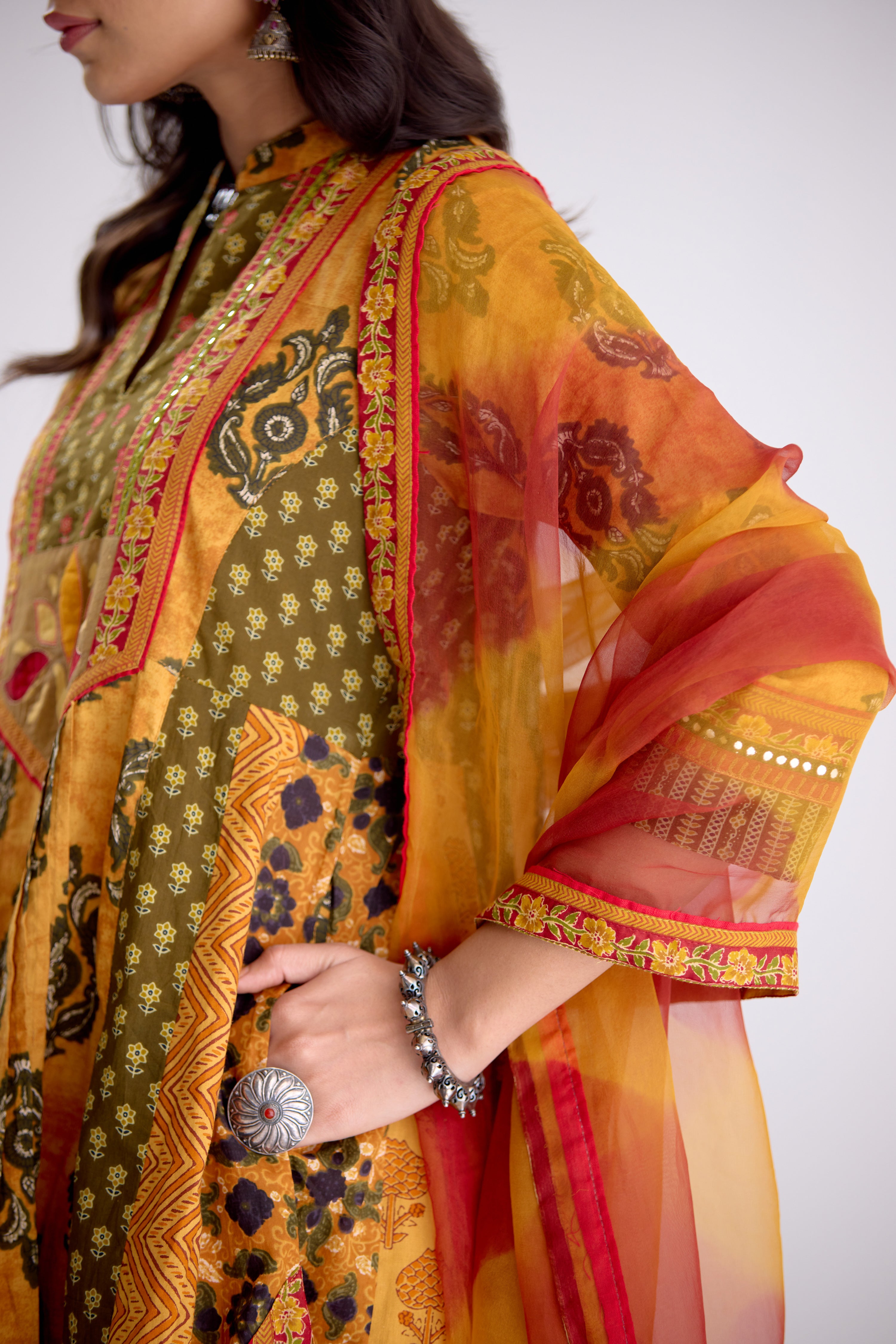 Medh Dupatta Mustard Maroon (10104541315371)