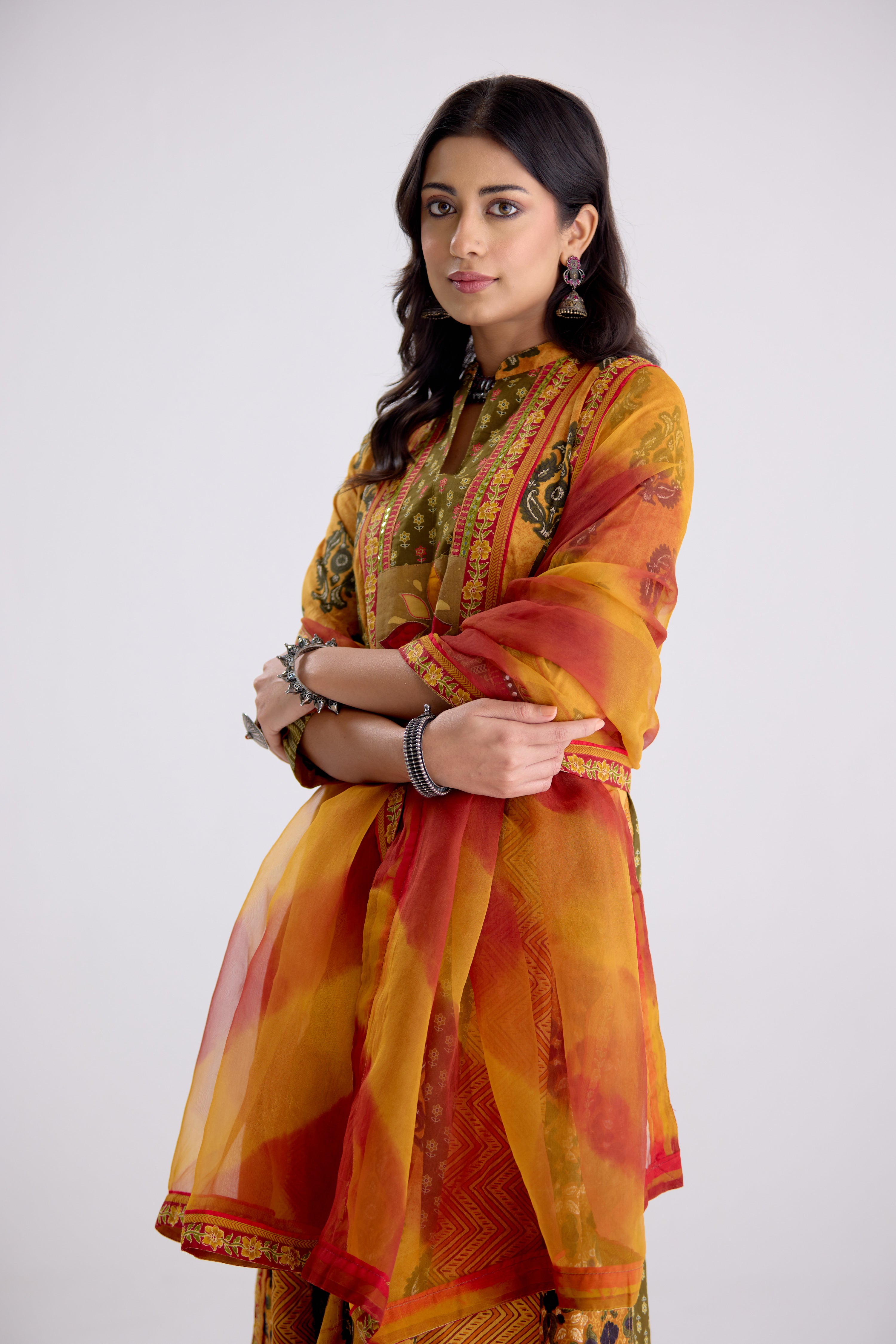 Medh Dupatta Mustard Maroon (10104541315371)