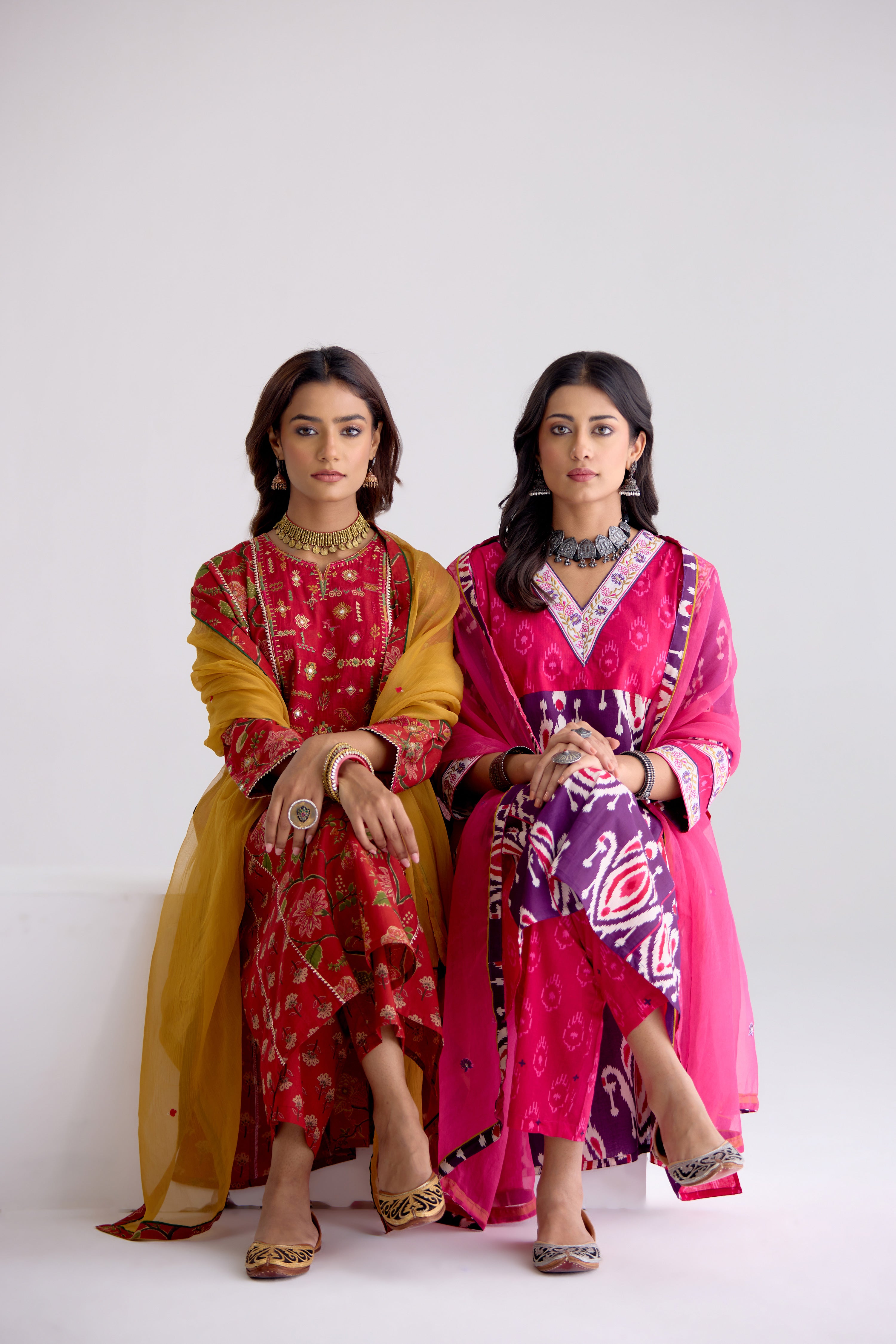 Tulsi Cotton Printed Embroidered Kurta Purple Pink (10106228932907)