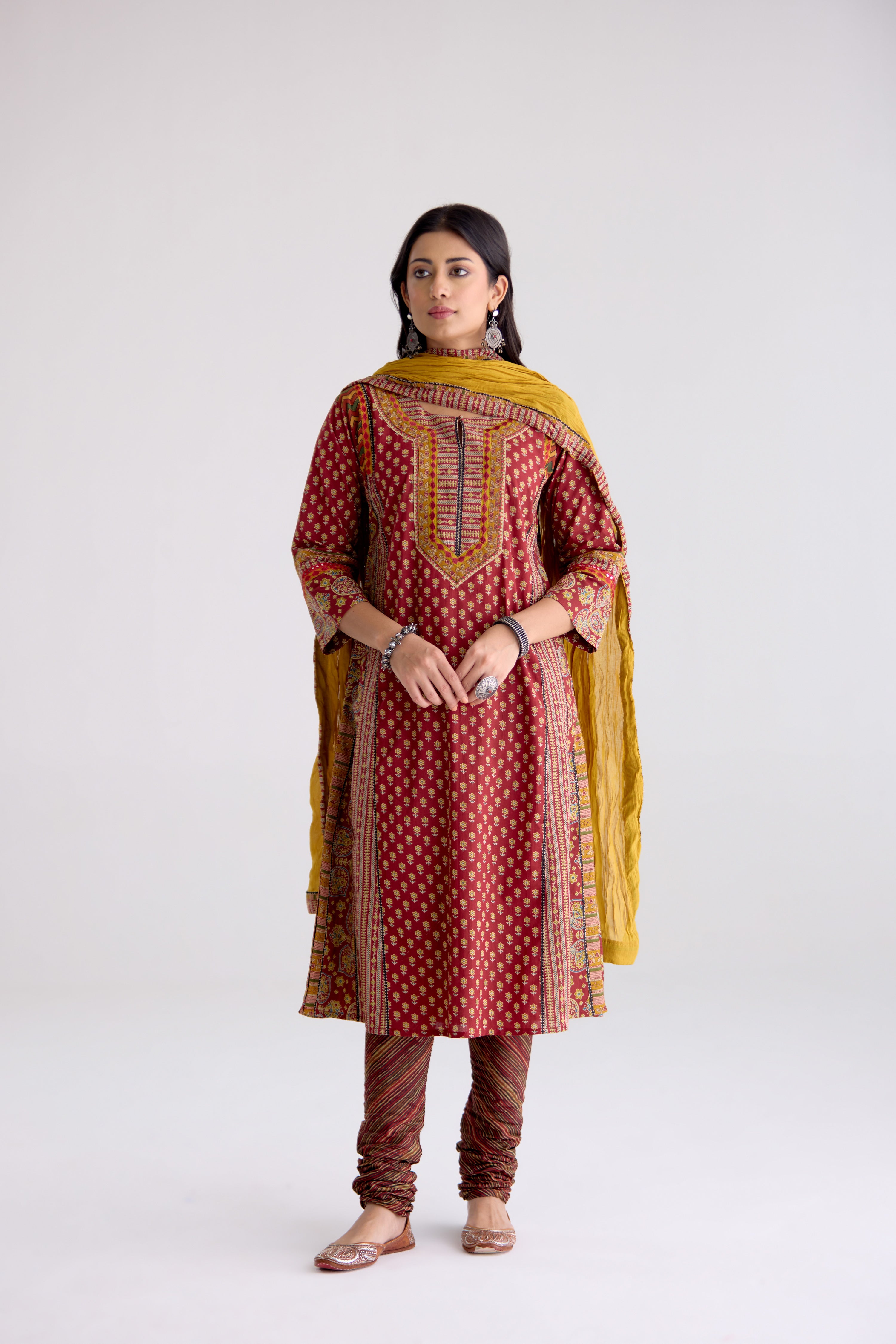 Adya Cotton Printed Kurta Maroon (10104487805227)