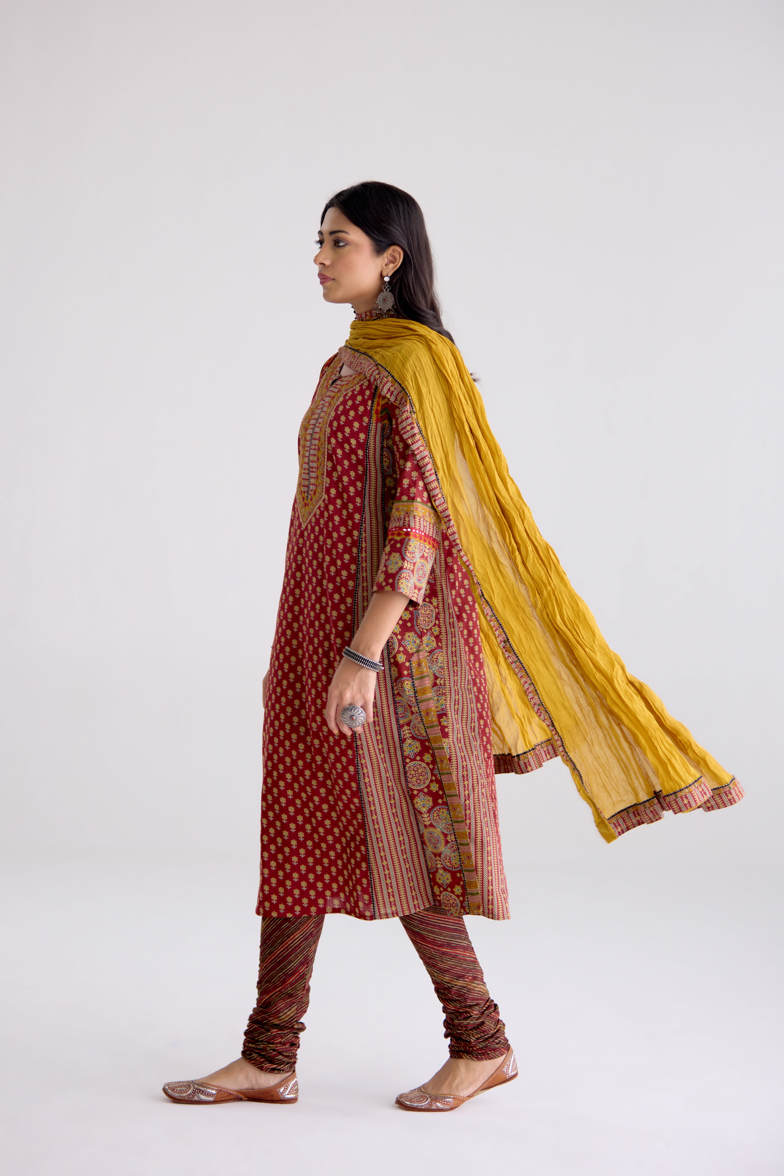 Adya Cotton Printed Kurta Maroon (10104487805227)