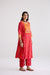 Adya Cotton Slub Ikkat Printed Kurta Red (10105509904683)