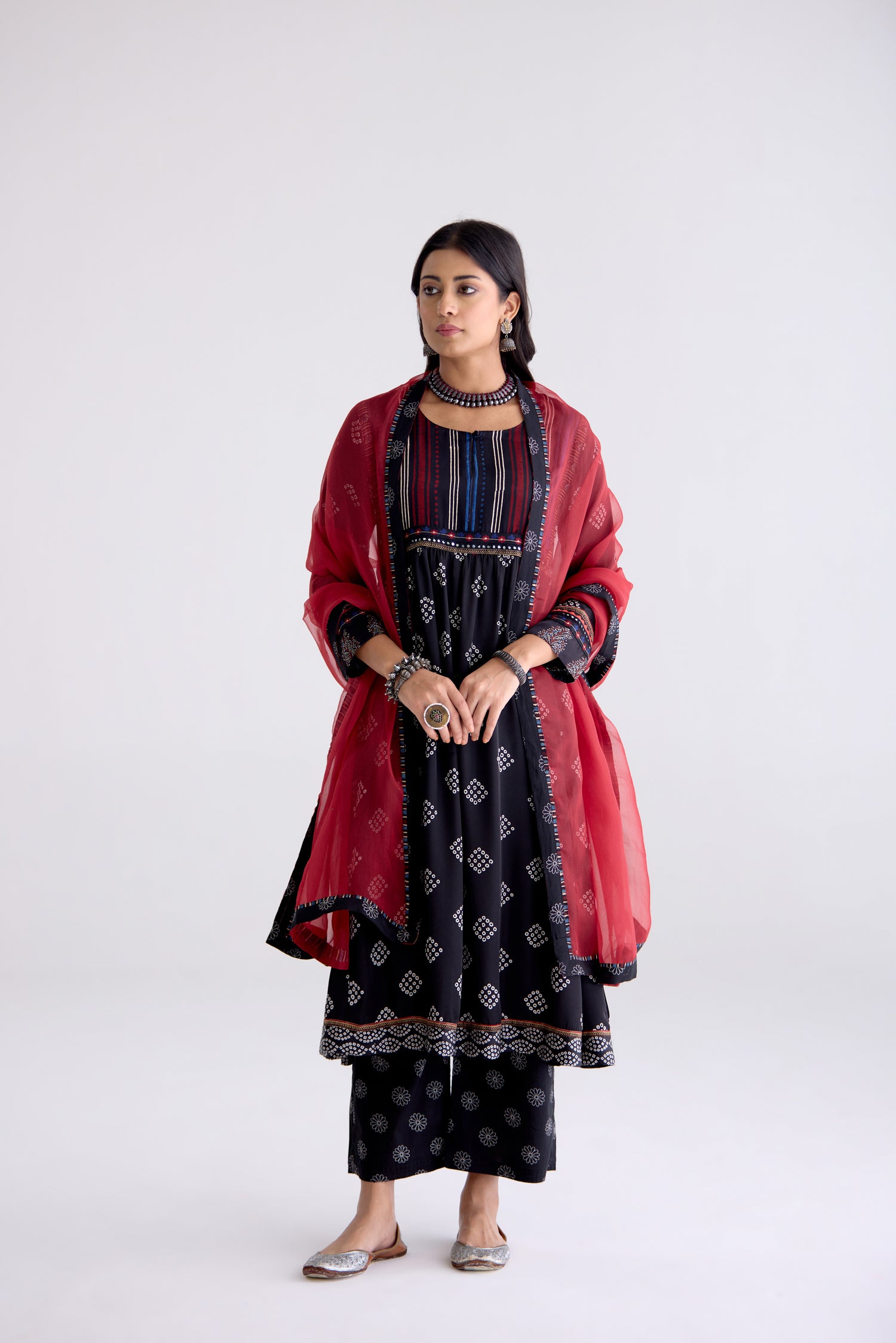 Banjara Modal Silk Vanaspati Printed Kurta Black (10105495060779)