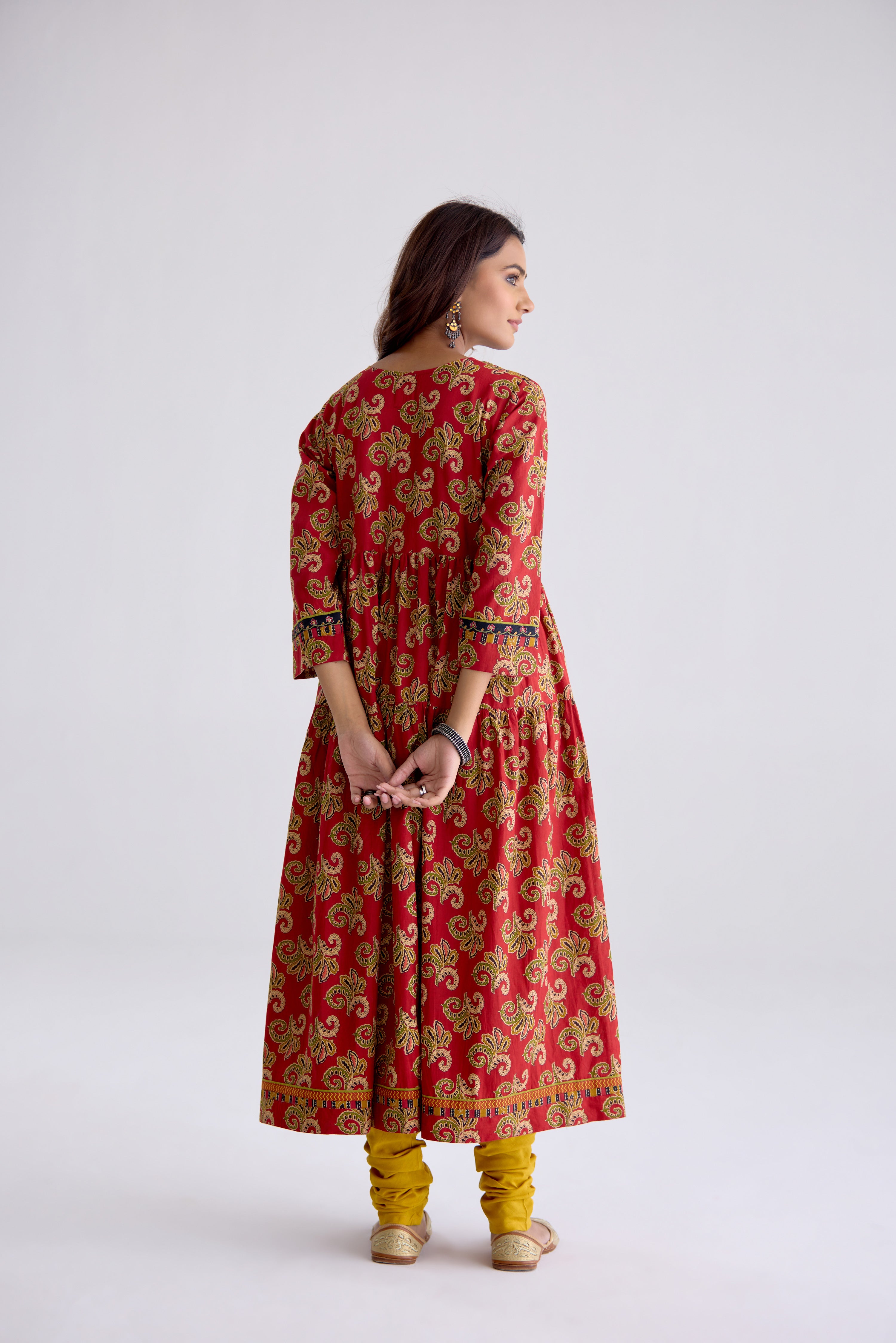 Kairi Cotton Printed Embroidered Kurta Red (10106103234859)