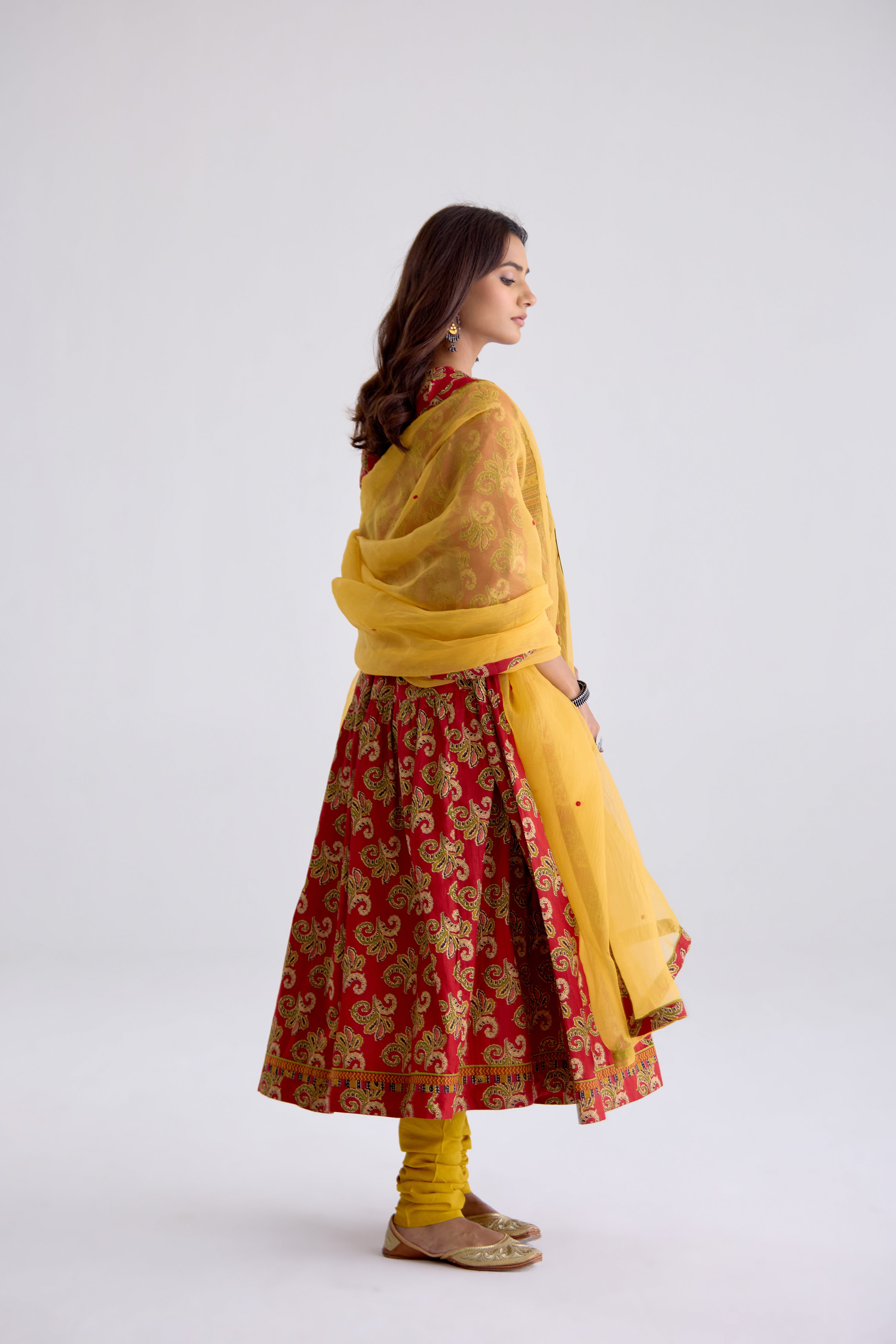 Kairi Cotton Printed Embroidered Kurta Red (10106103234859)