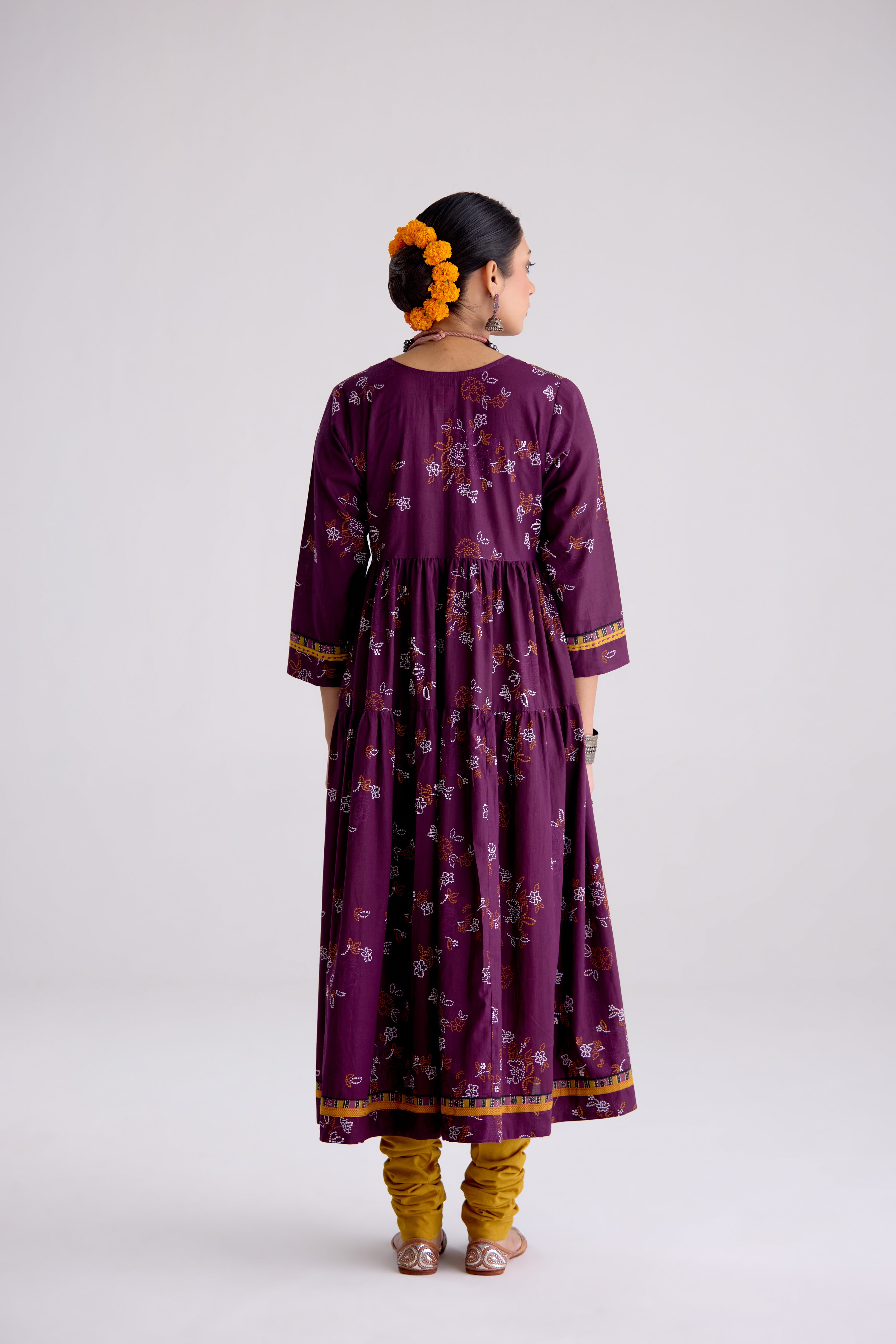 Kairi Cotton Printed Embroidered Kurta Purple (10106087768363)