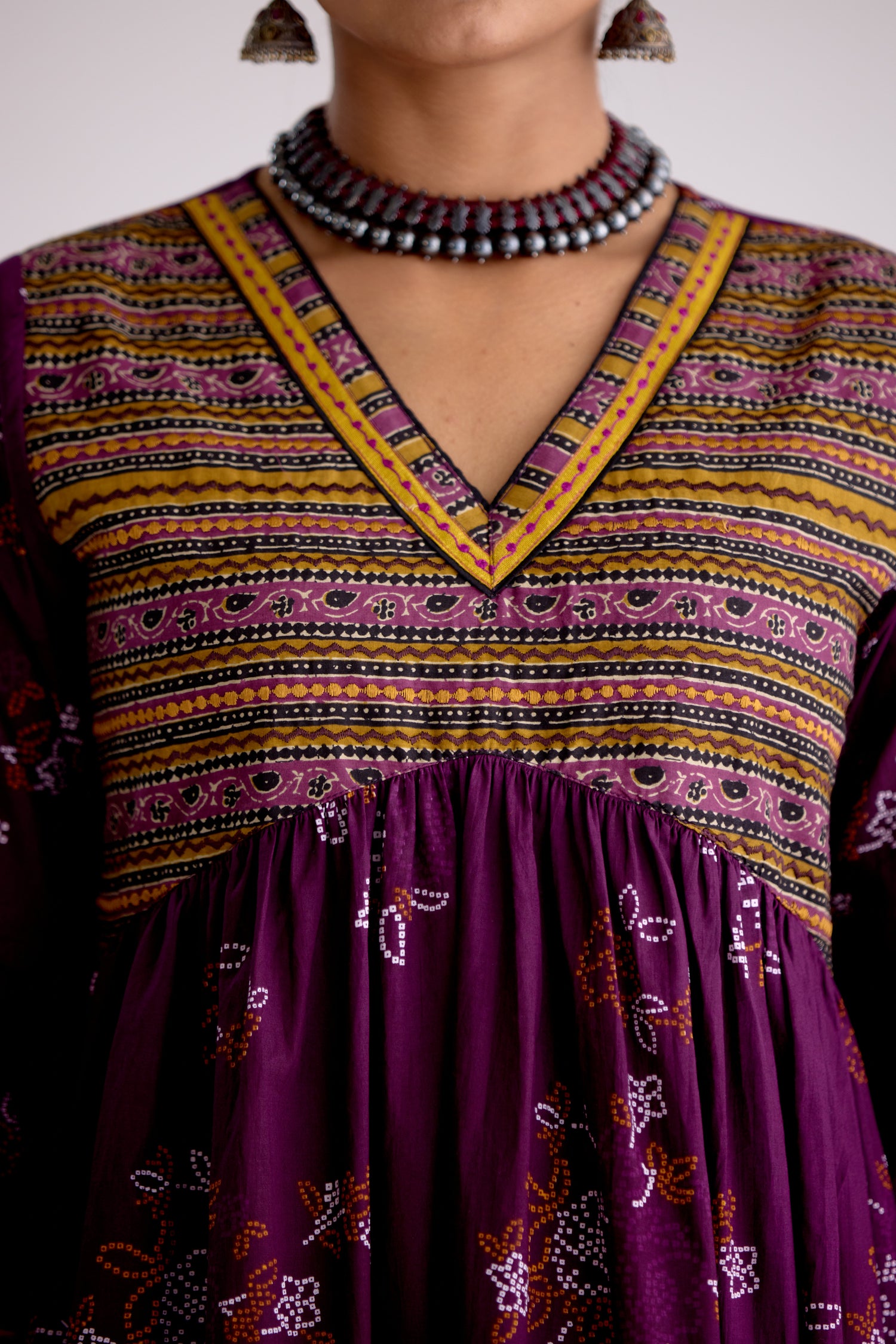Kairi Cotton Printed Embroidered Kurta Purple (10106087768363)