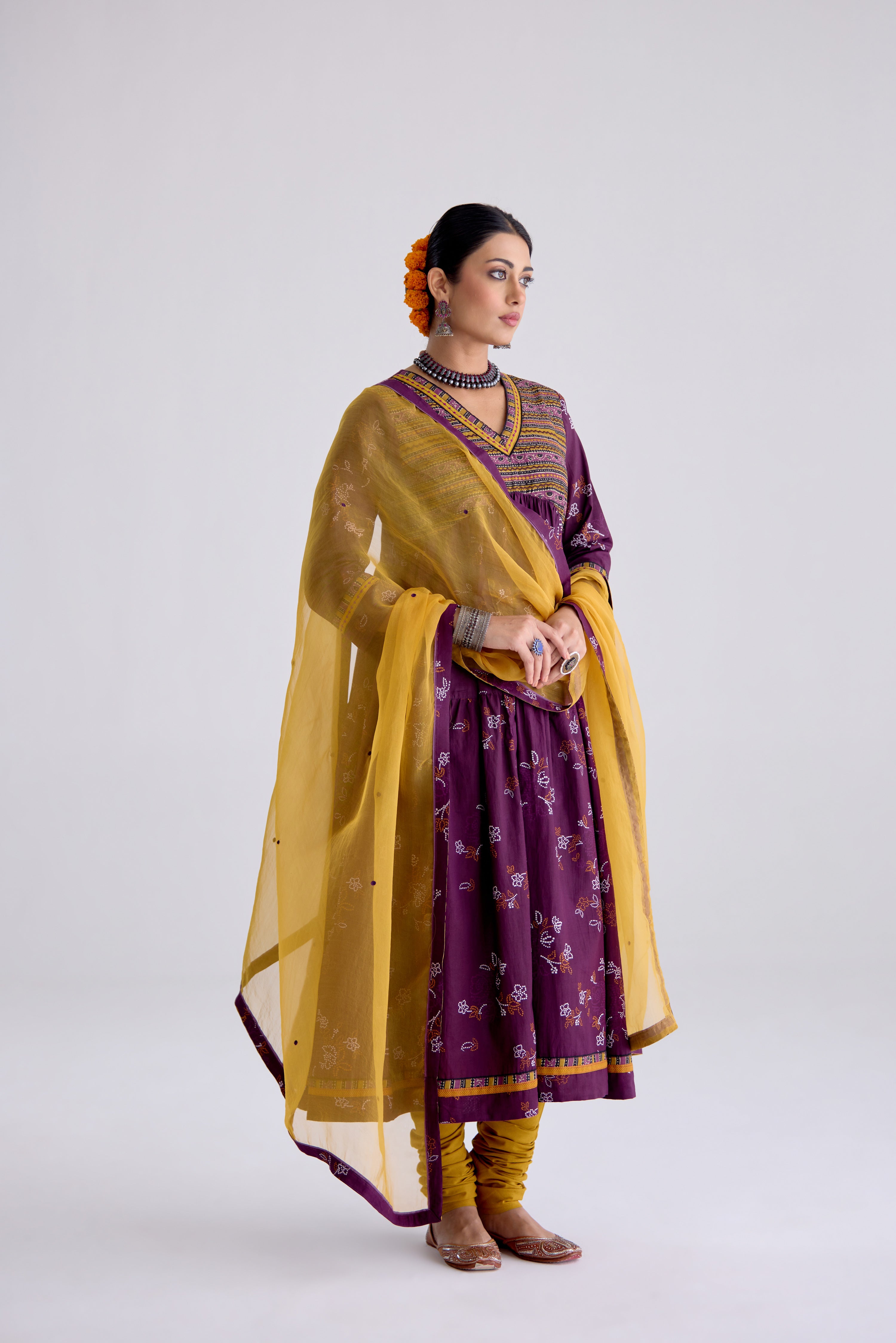 Kairi Cotton Printed Embroidered Kurta Purple (10106087768363)