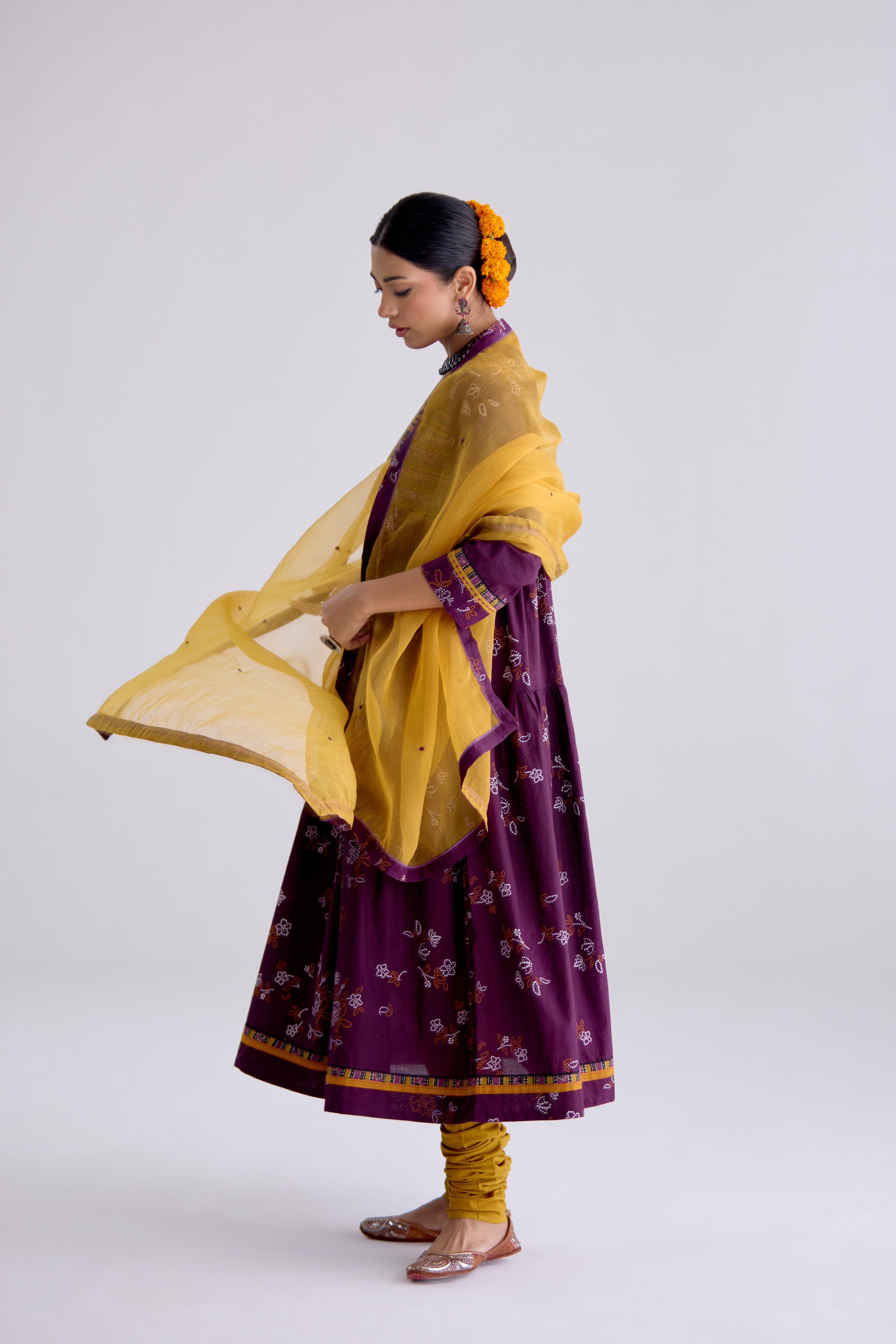 Kairi Cotton Printed Embroidered Kurta Purple (10106087768363)