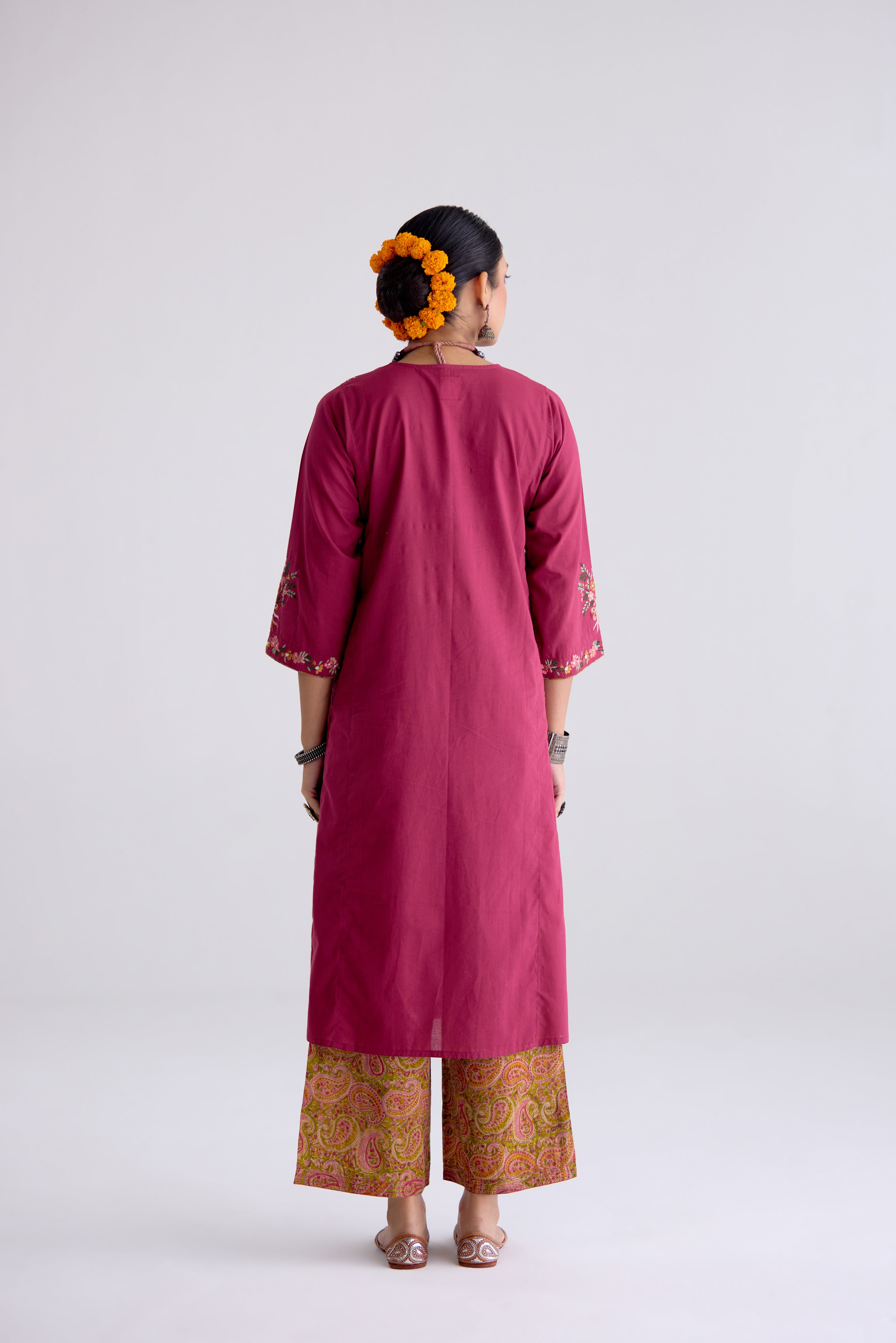 Tulsi Cotton Embroidered Kurta Mauve (10105678594347)