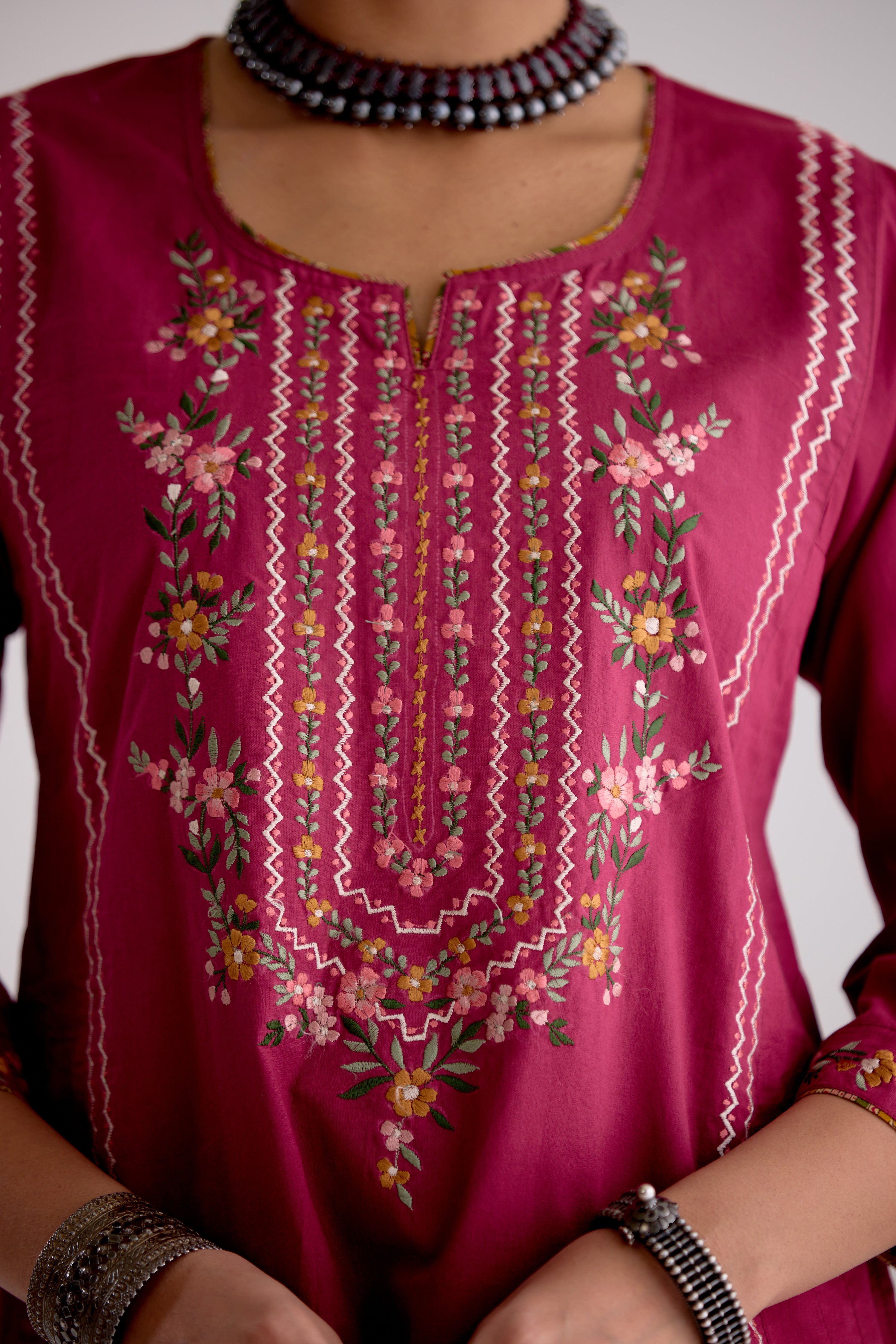 Tulsi Cotton Embroidered Kurta Mauve (10105678594347)