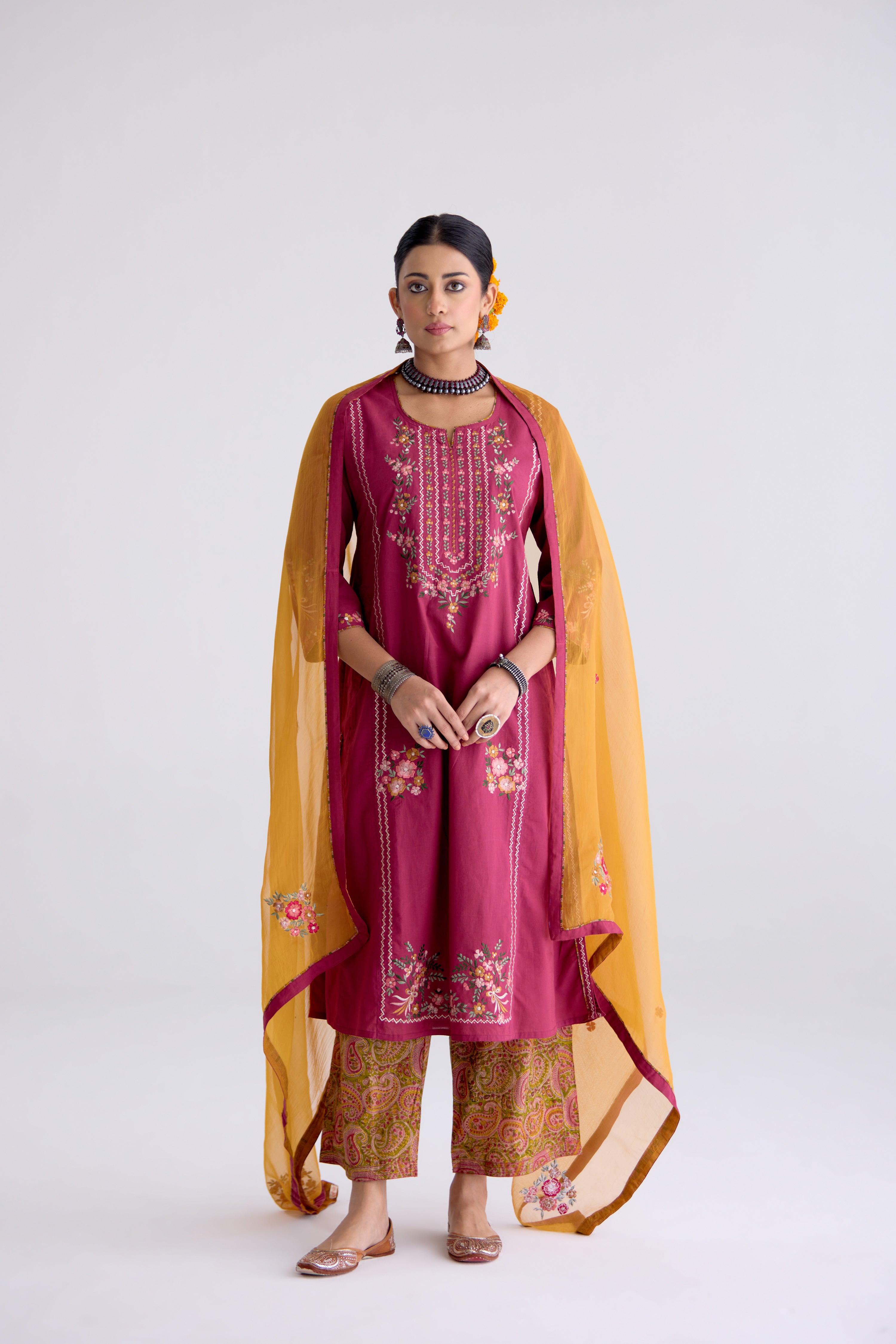 Tulsi Cotton Embroidered Kurta Mauve (10105678594347)