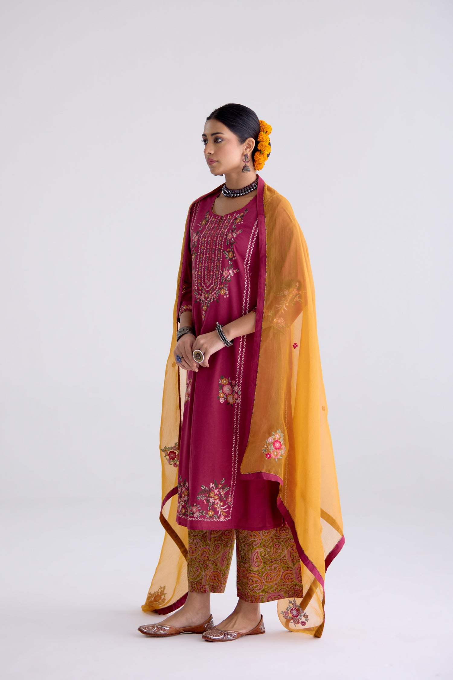 Tulsi Cotton Embroidered Kurta Mauve (10105678594347)