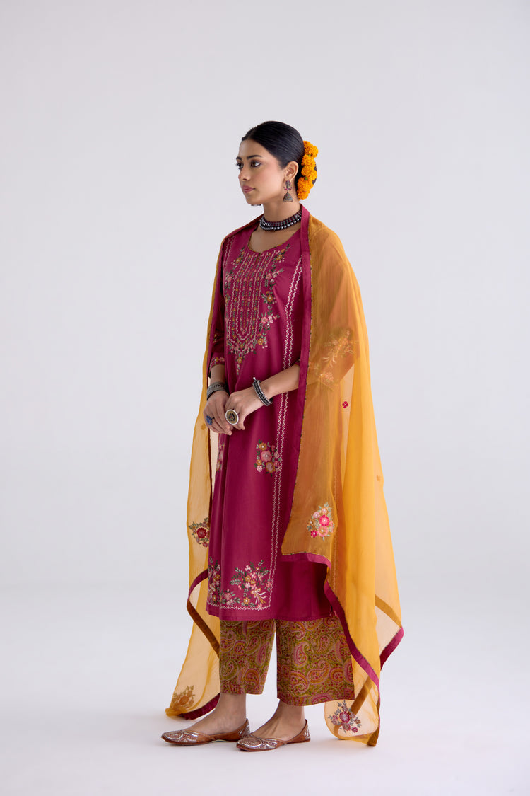 Tulsi Cotton Embroidered Kurta Mauve (10105678594347)