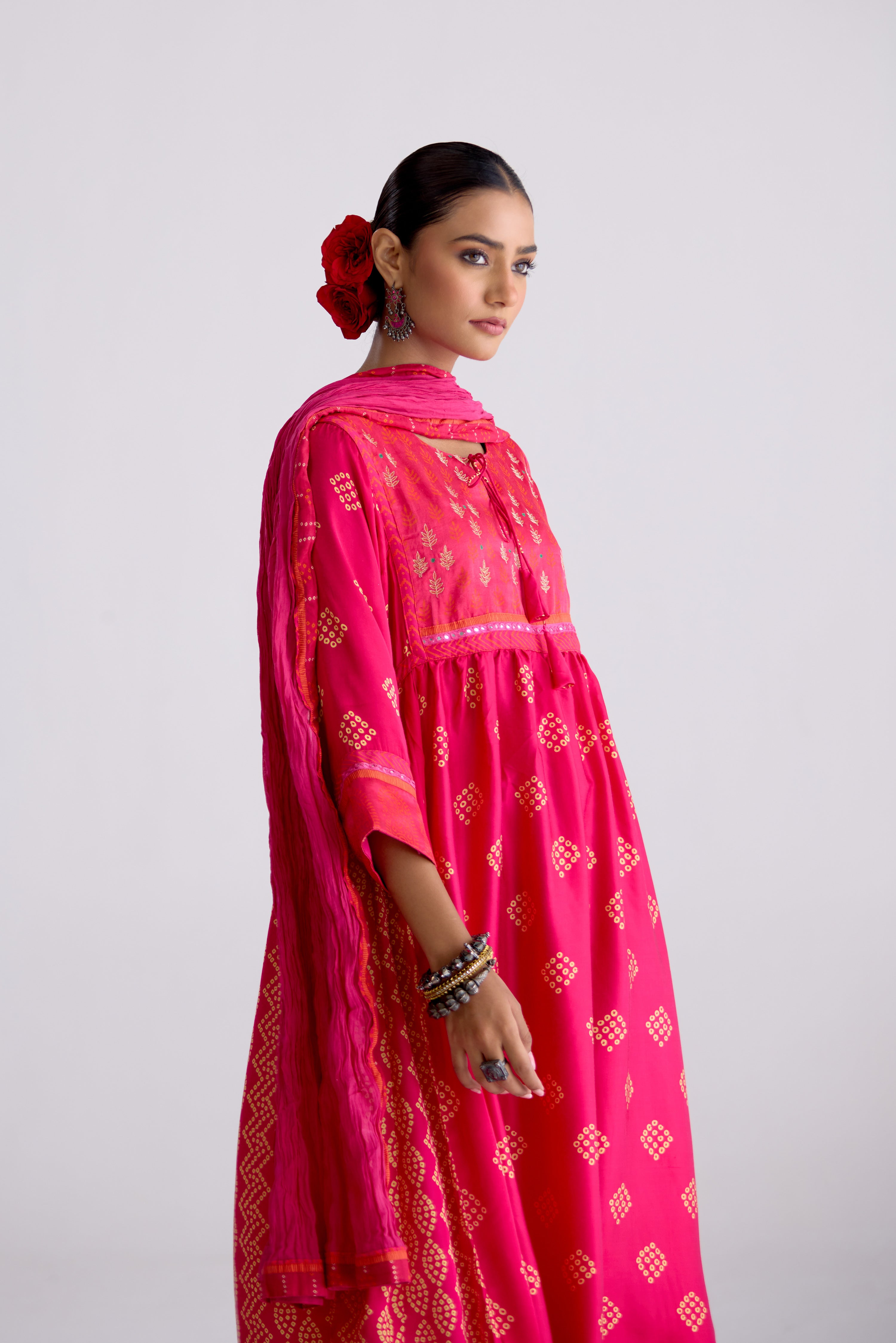 Banjara Modal Silk Printed Kurta Pink (10107003437355)