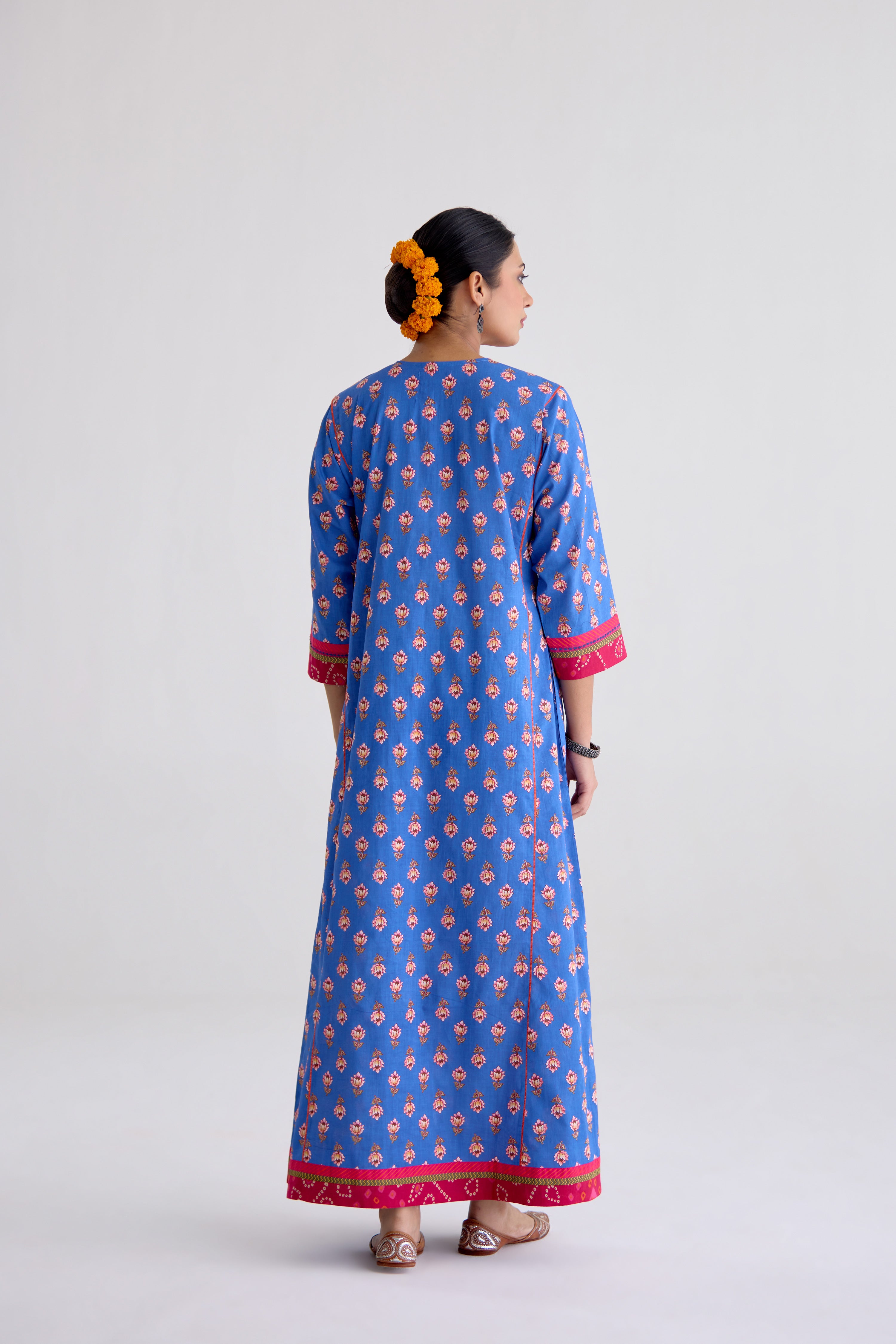 Rozana Cotton Printed Caftan Blue (10107019034923)
