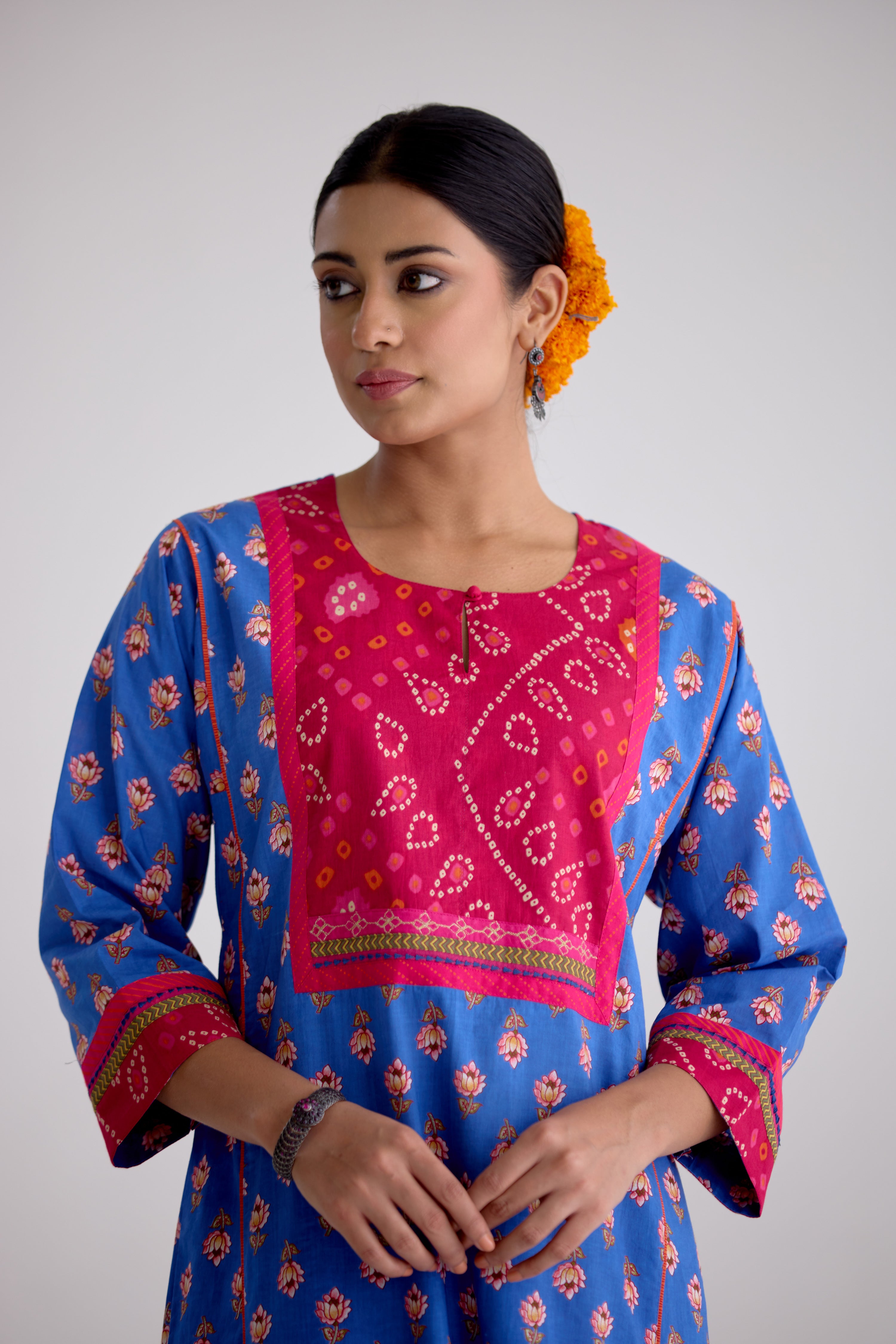 Rozana Cotton Printed Caftan Blue (10107019034923)