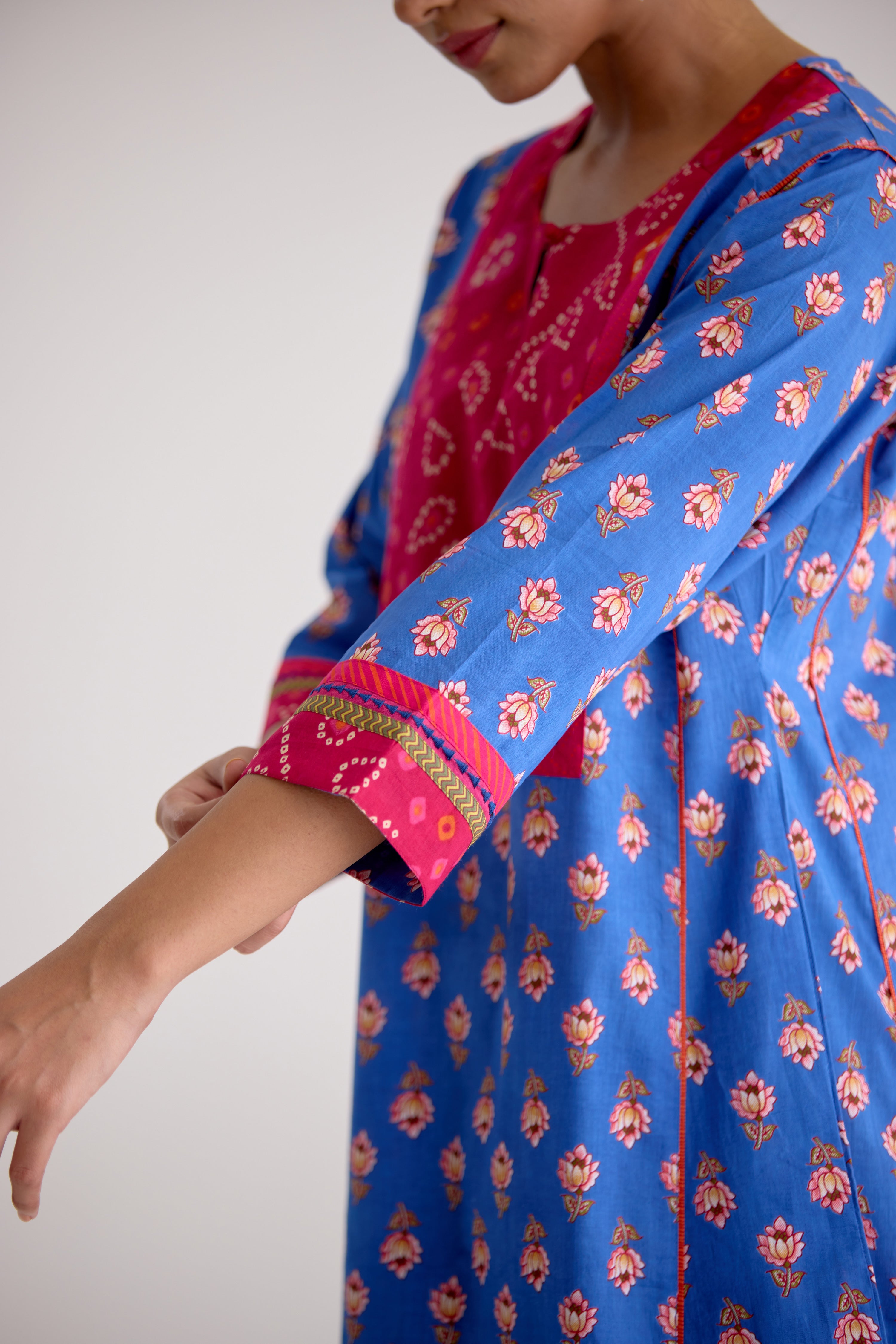 Rozana Cotton Printed Caftan Blue (10107019034923)