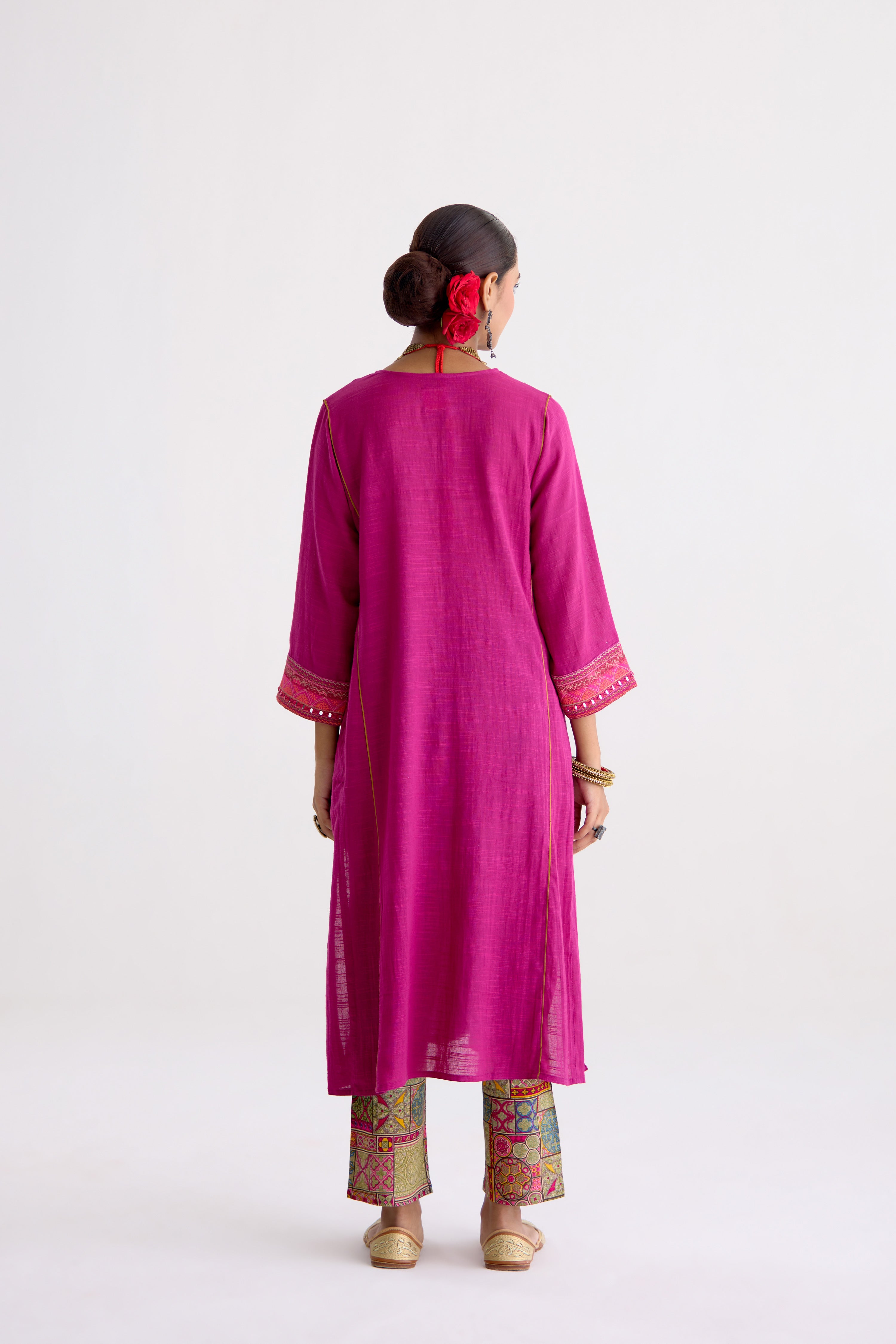 Tulsi Cotton Slub Embroidered Kurta Mauve (10106191348011)