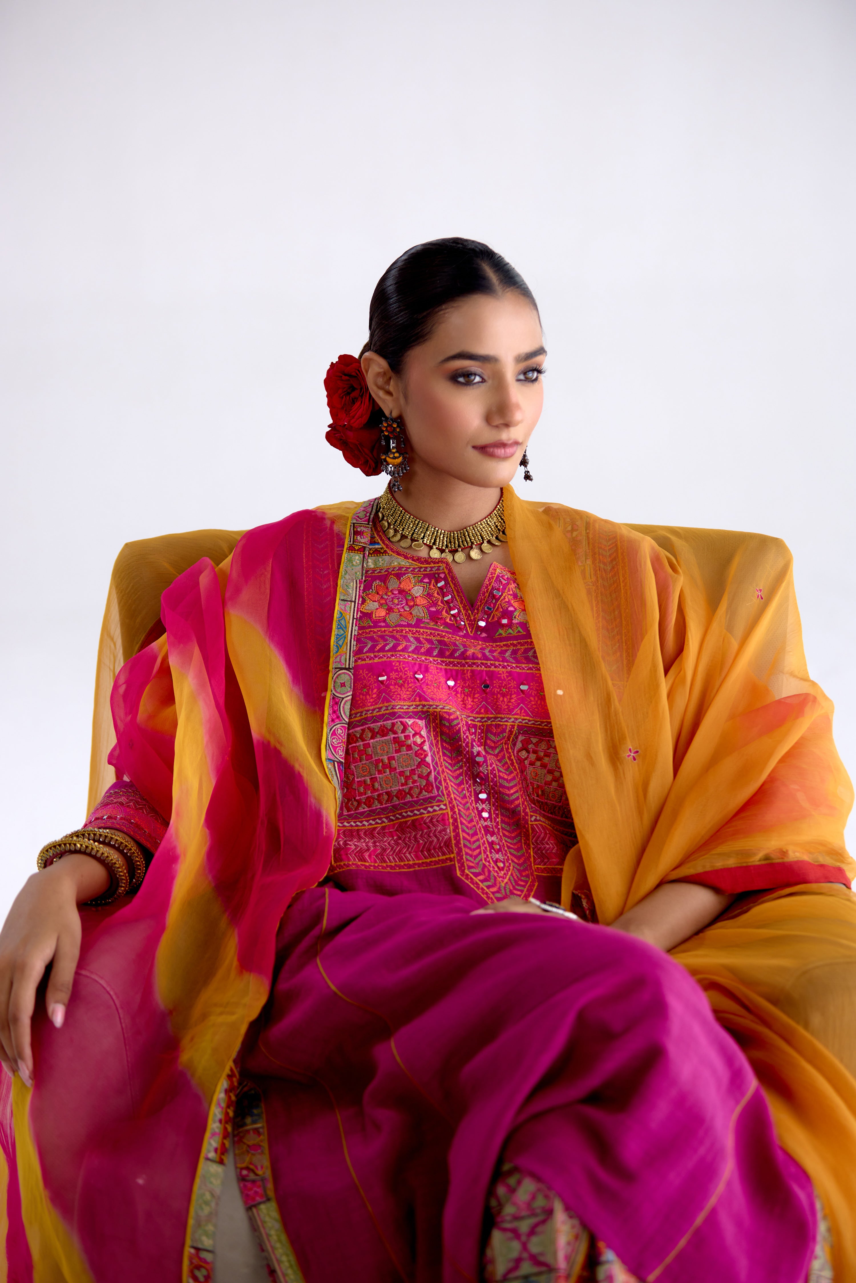 Tulsi Cotton Slub Embroidered Kurta Mauve (10106191348011)