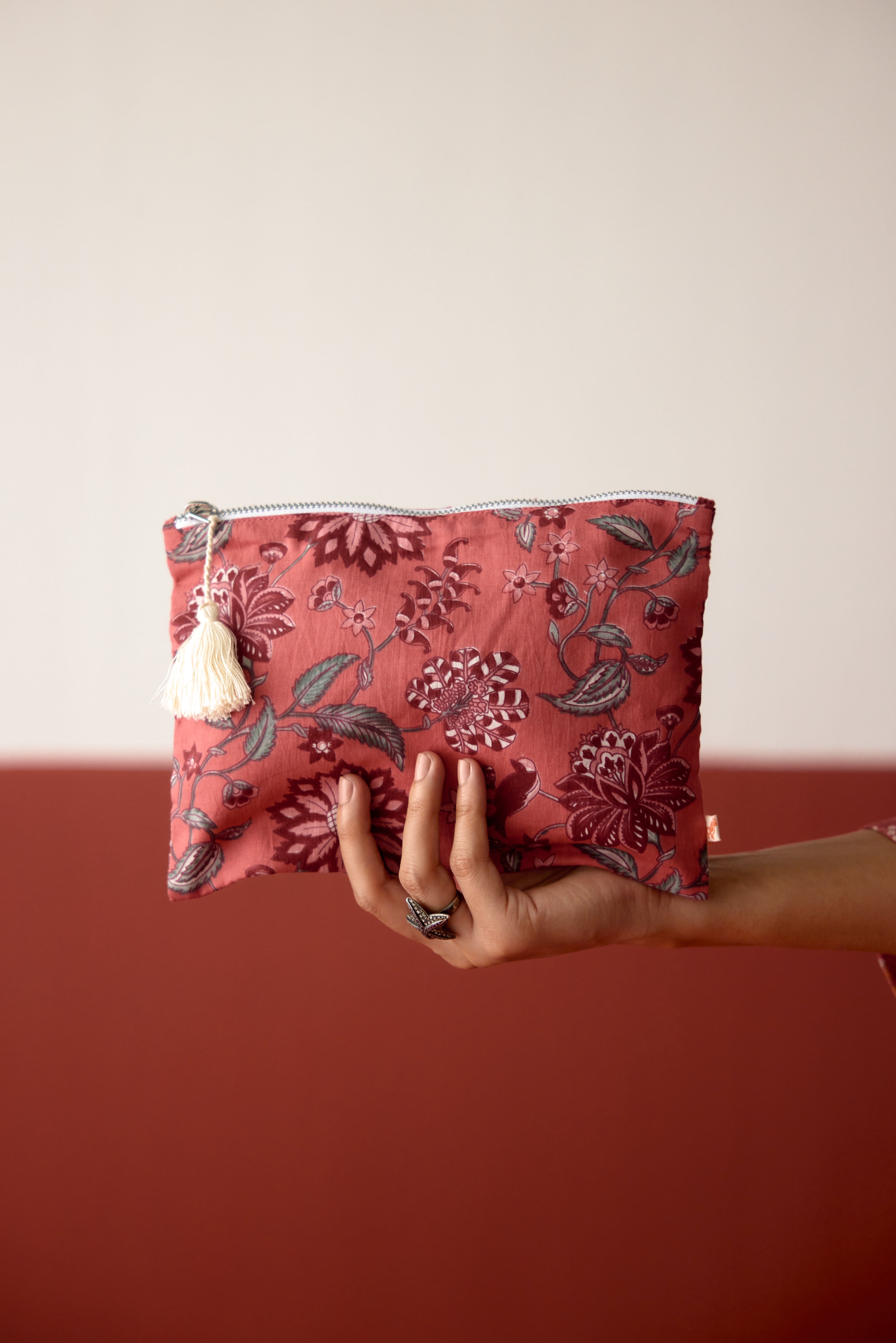 Utility Printed Pouch Peach Maroon (10083443638571)