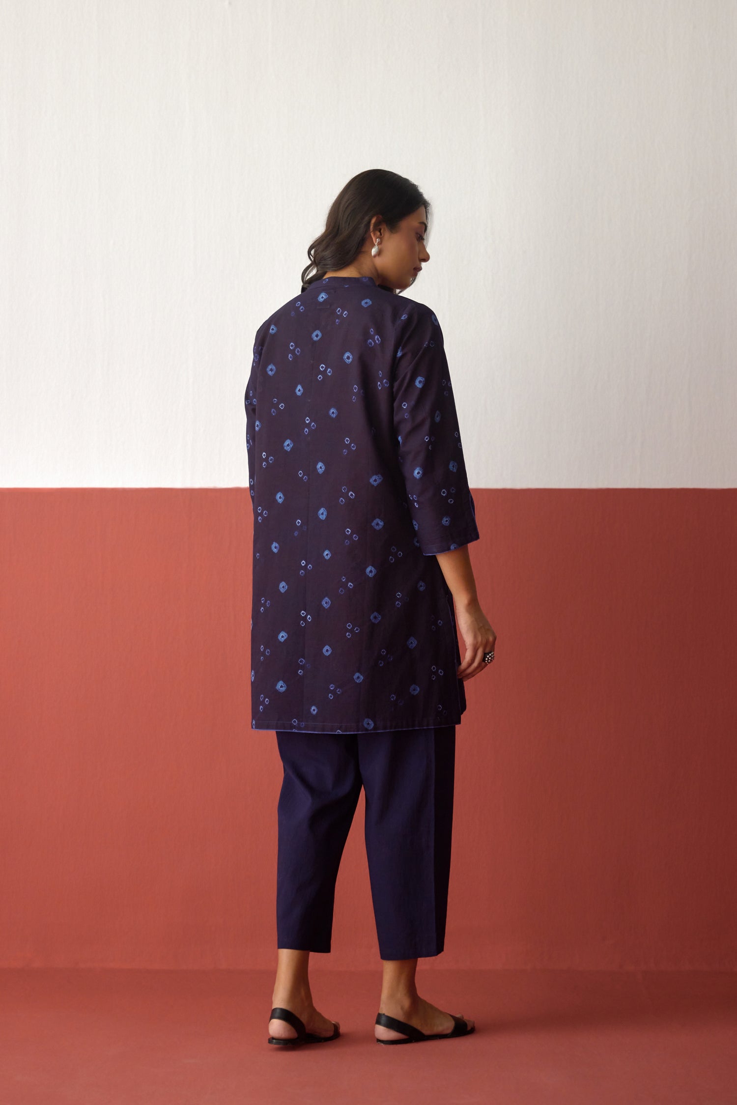Juno Cotton Bandhej Hand Block Printed Tunic Dark Blue (10083739369771)