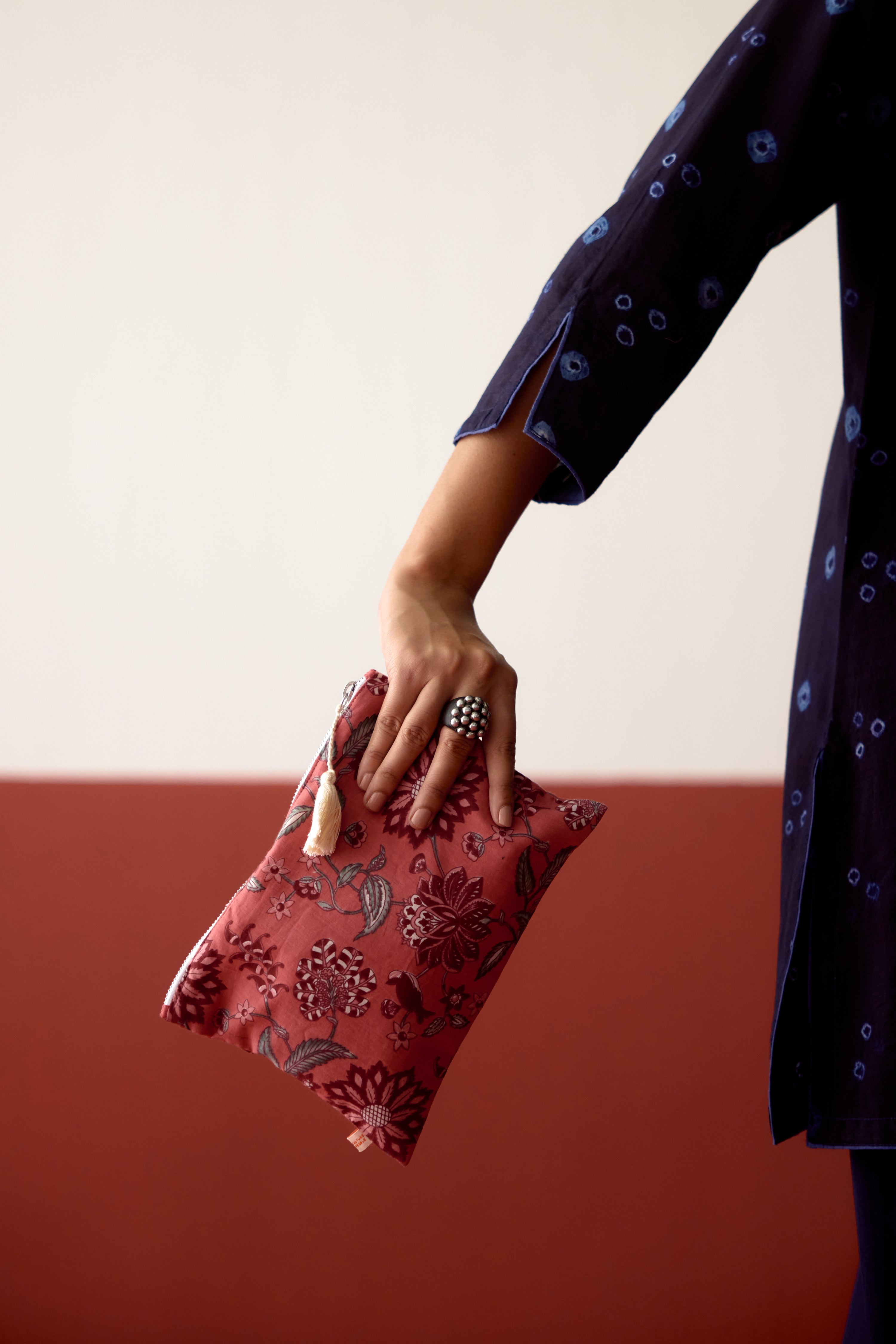 Utility Printed Pouch Peach Maroon (10083443638571)