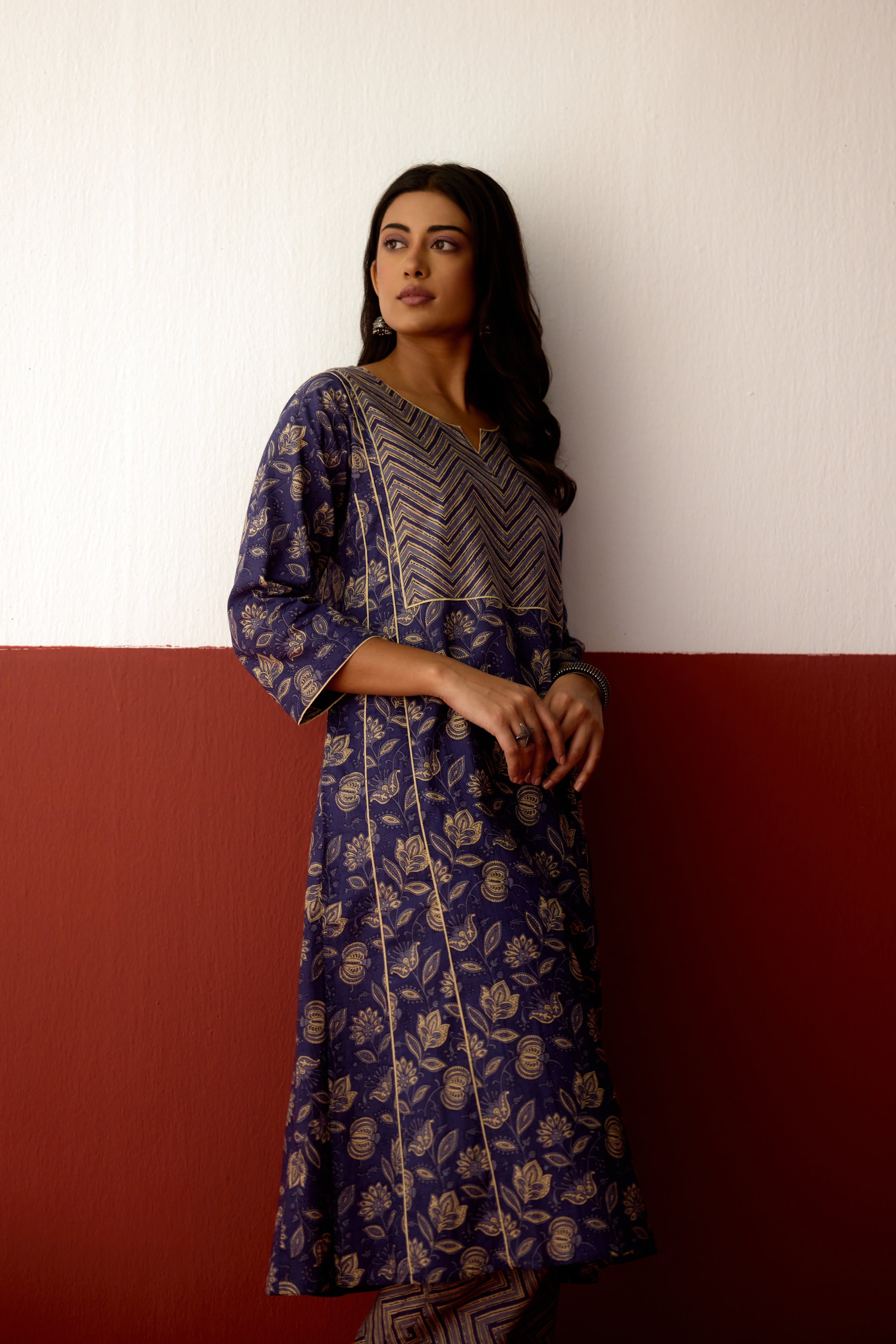 Tulsi Cotton Printed Kurta Blue (10083646636331)