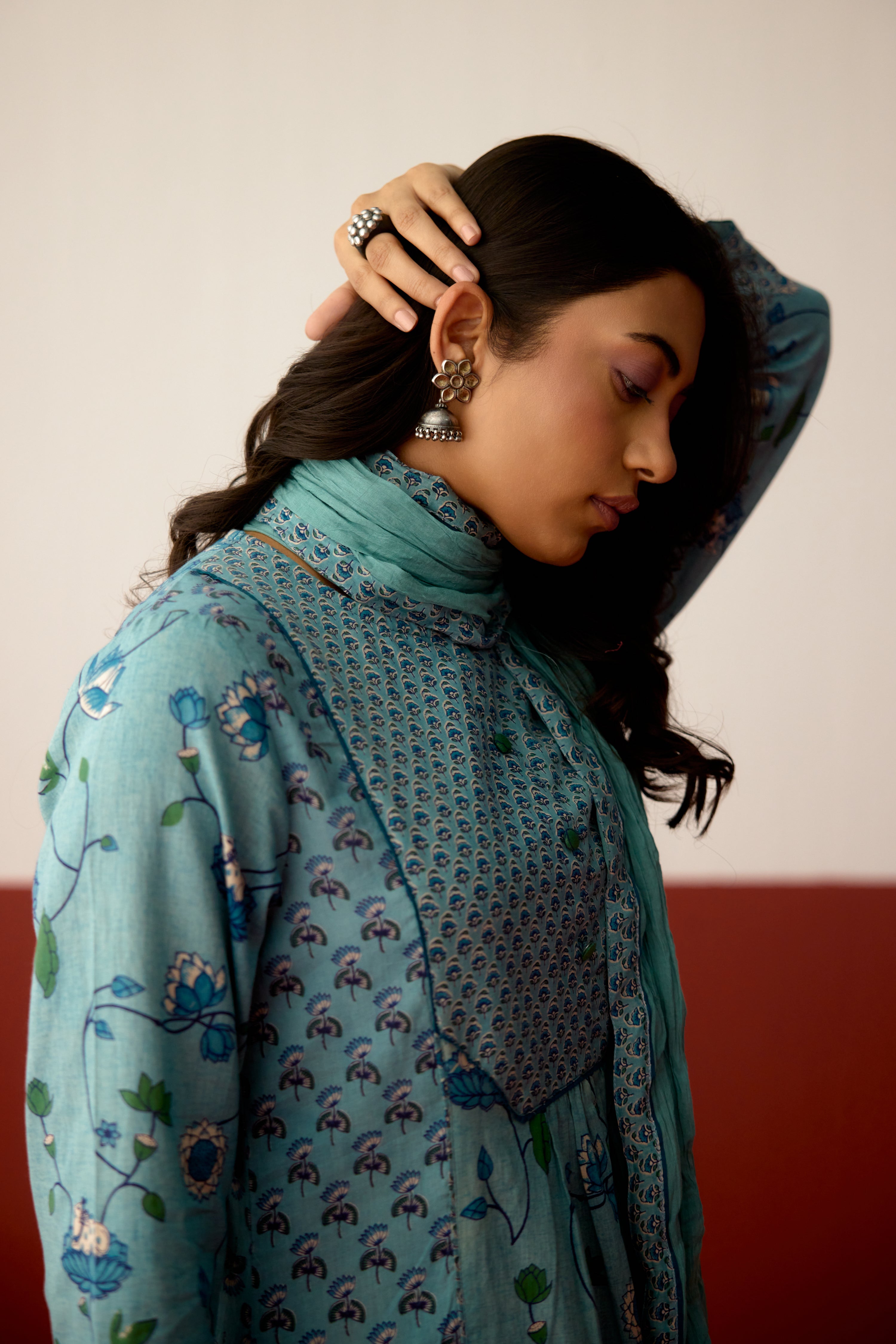 Katia Cotton Printed Kurta Light Blue (10083675963691)