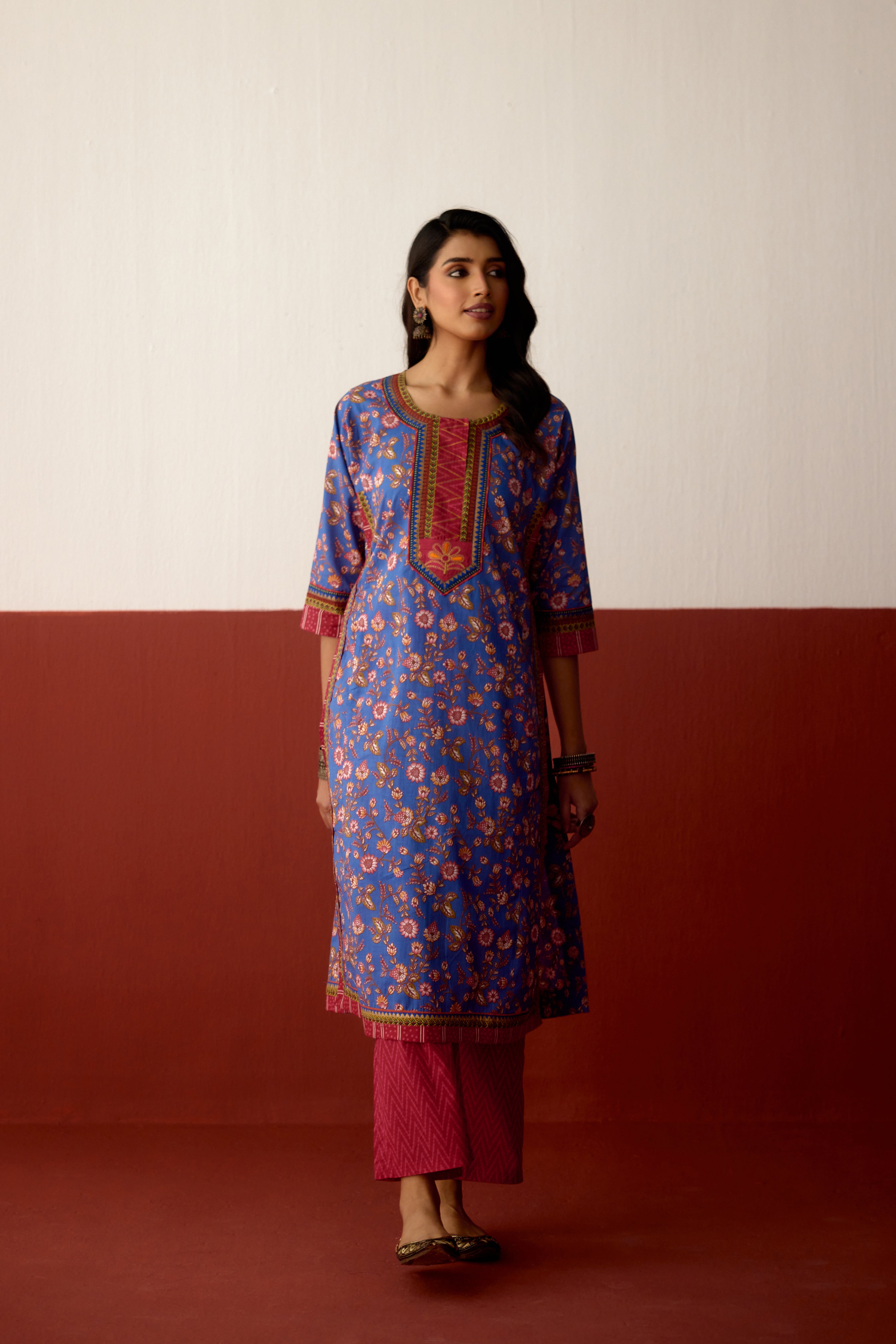 Anu Cotton Printed Kurta Blue (10082871968043)