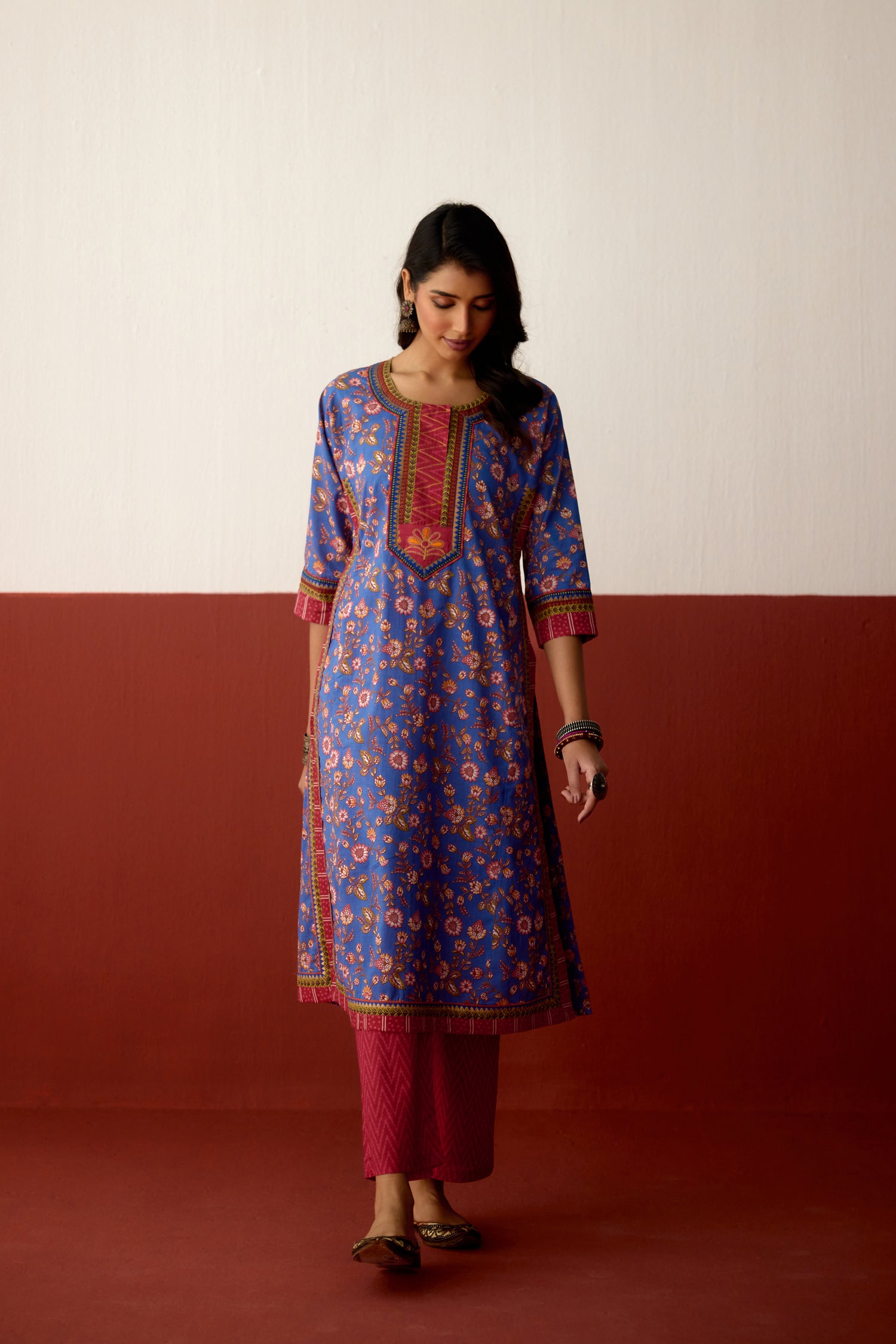 Anu Cotton Printed Kurta Blue (10082871968043)