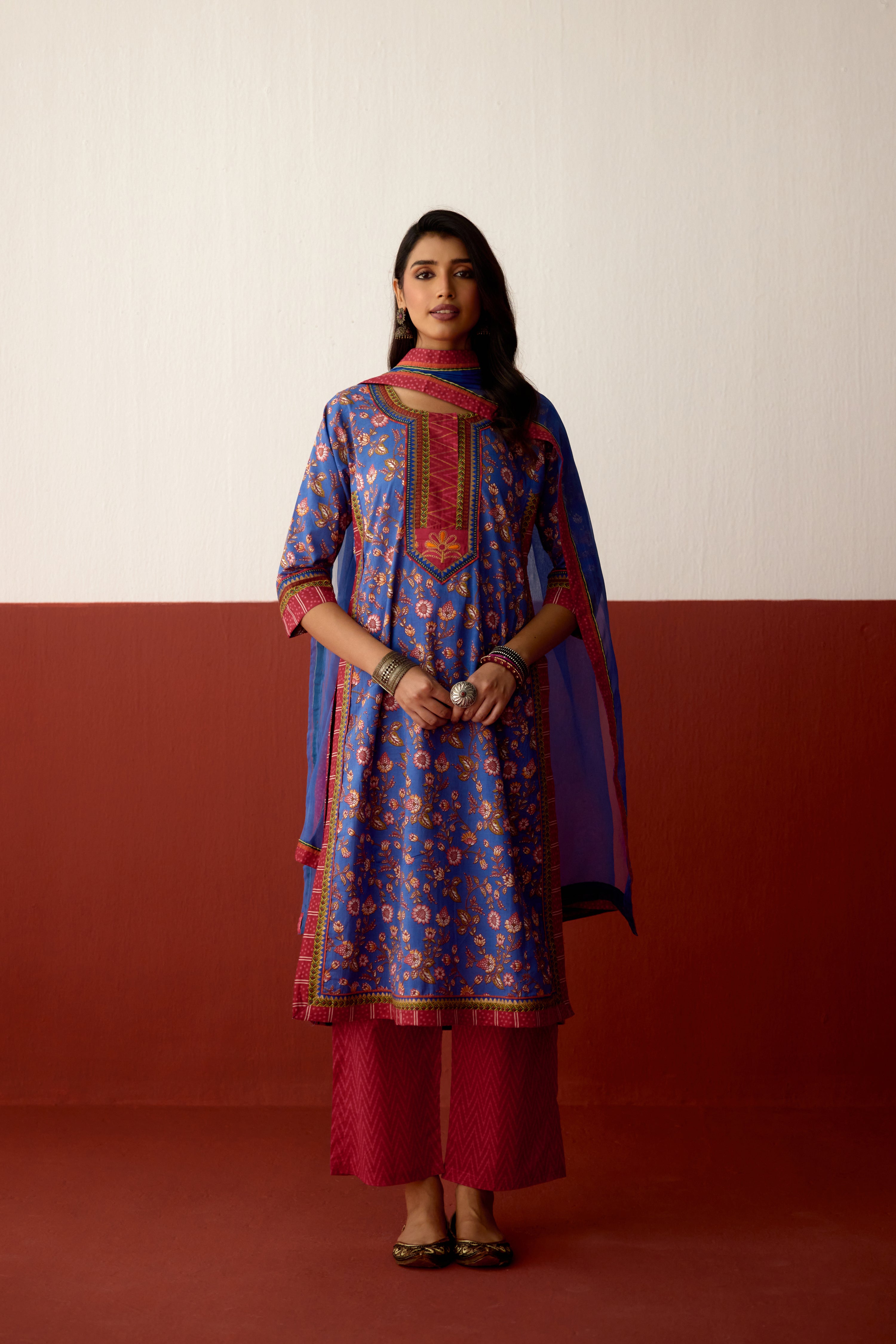 Anu Cotton Printed Kurta Blue (10082871968043)