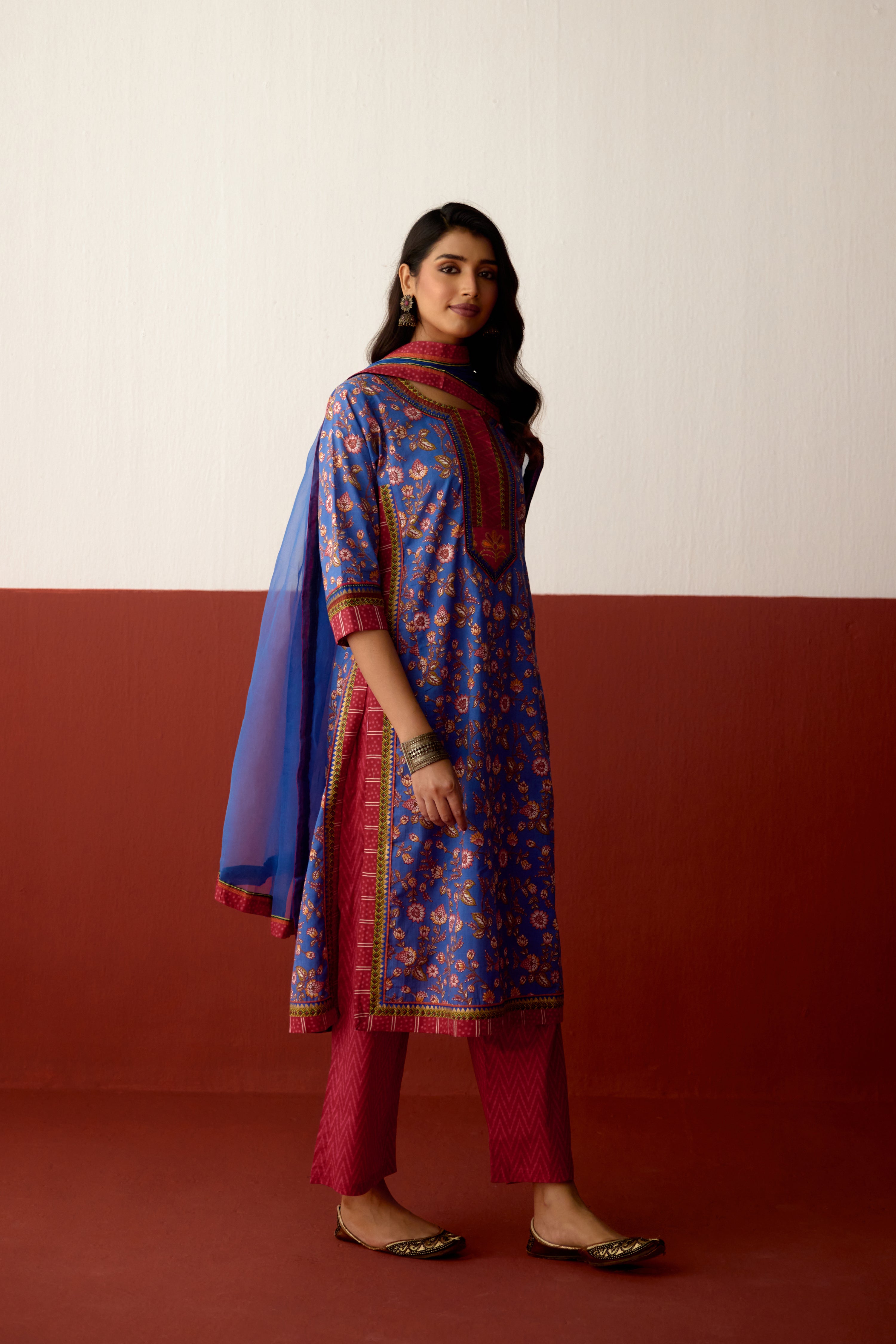 Anu Cotton Printed Kurta Blue (10082871968043)