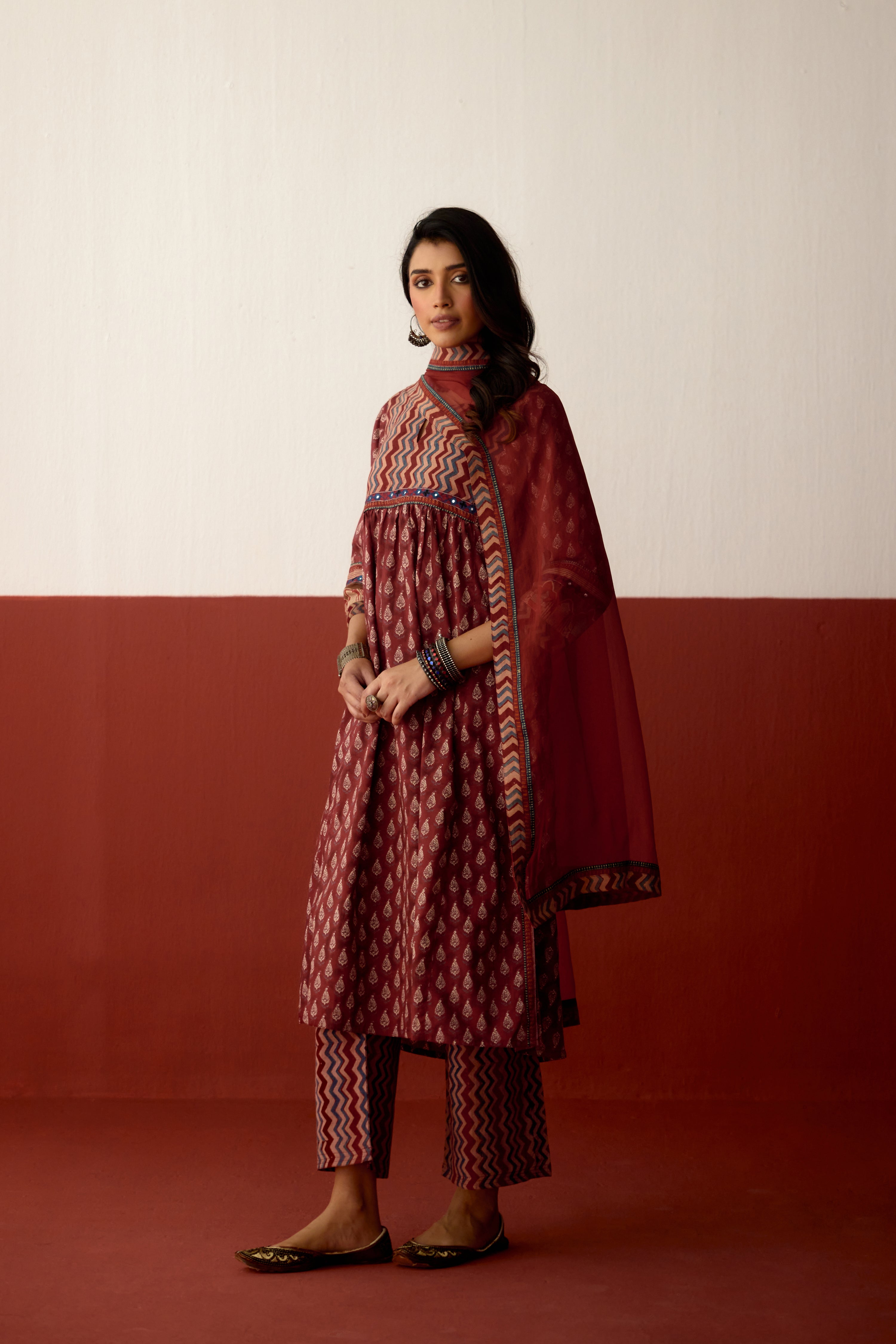 Medh Dupatta Maroon (10083216687403)