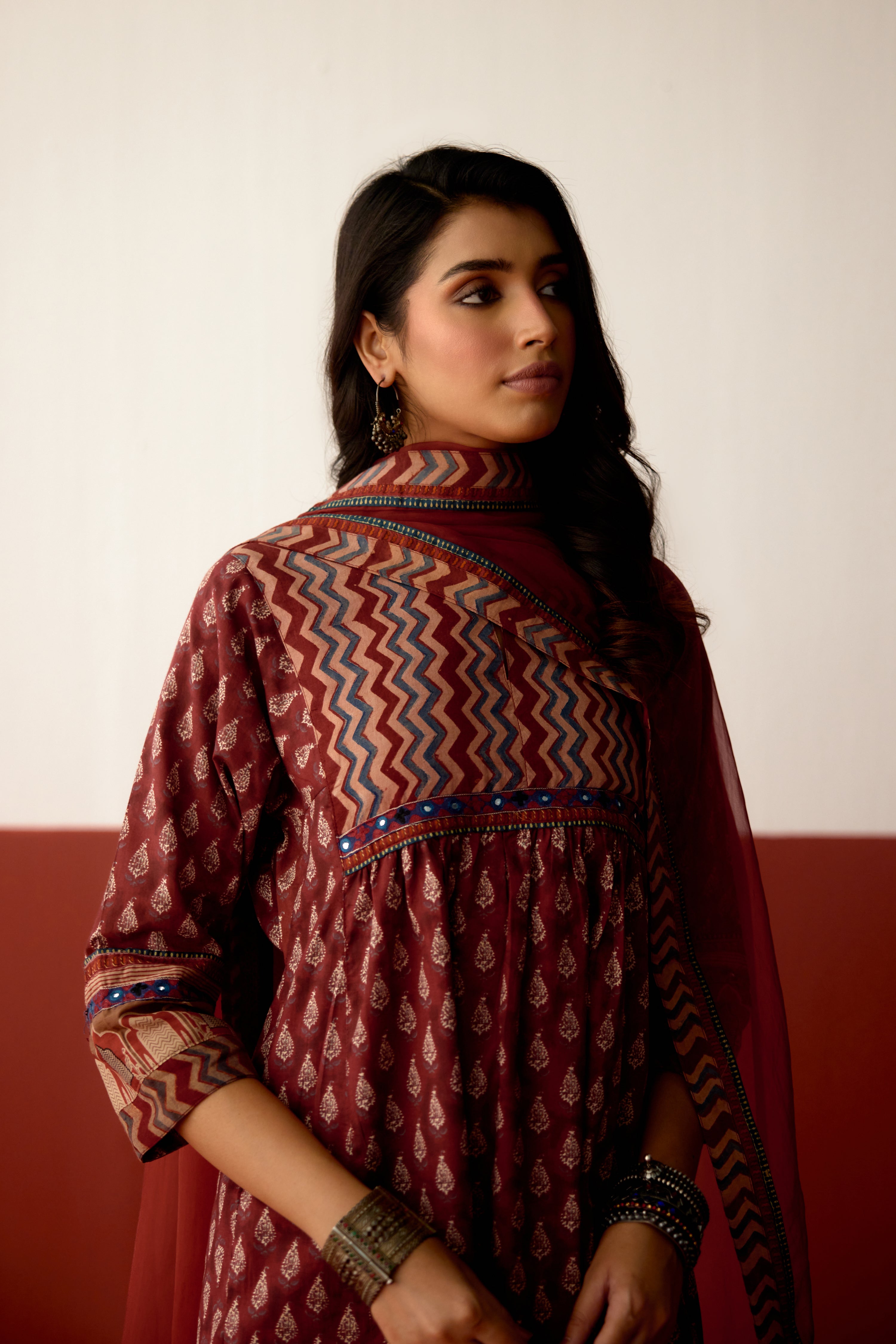 Medh Dupatta Maroon (10083216687403)