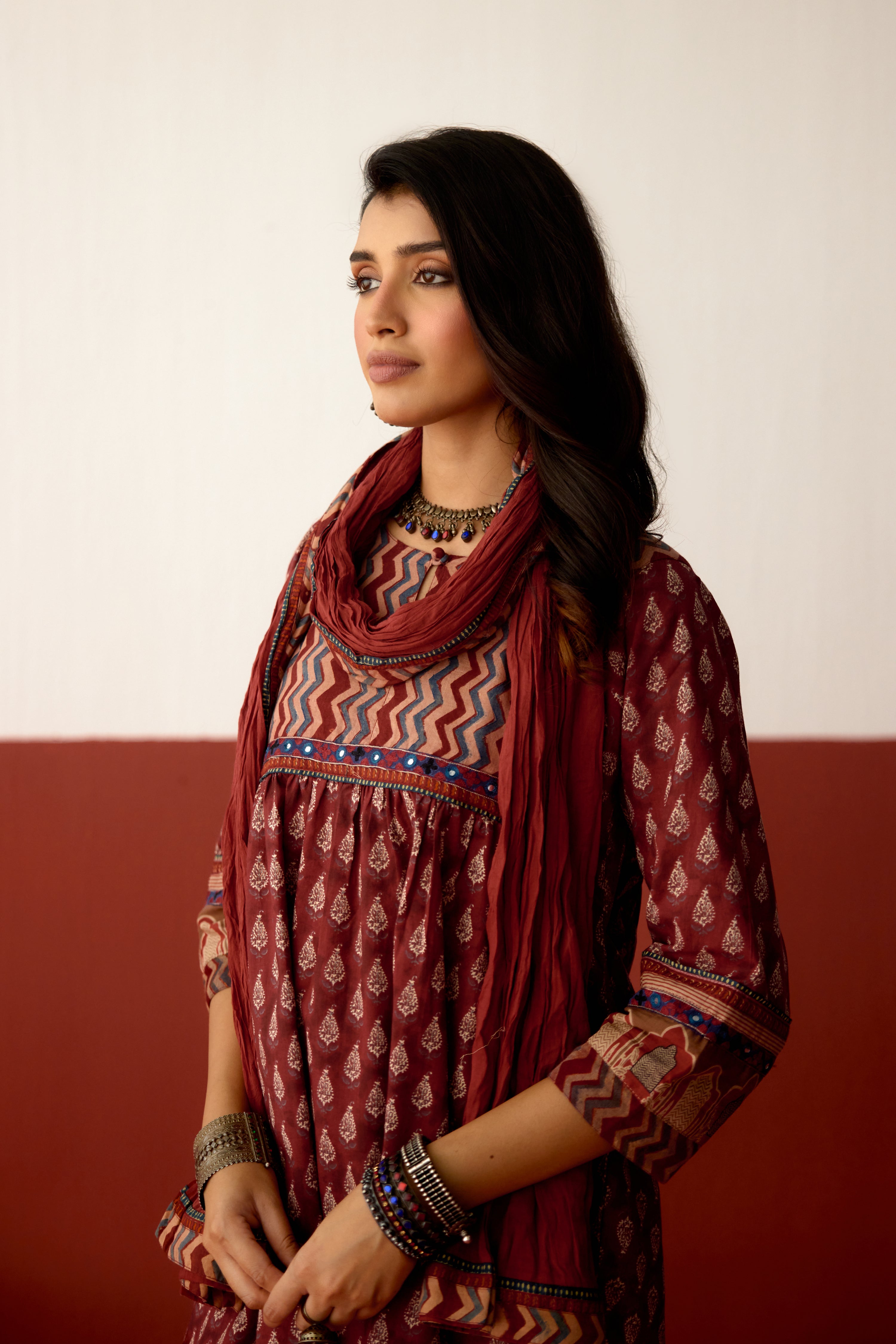 Rozana Dupatta Maroon (10083217670443)