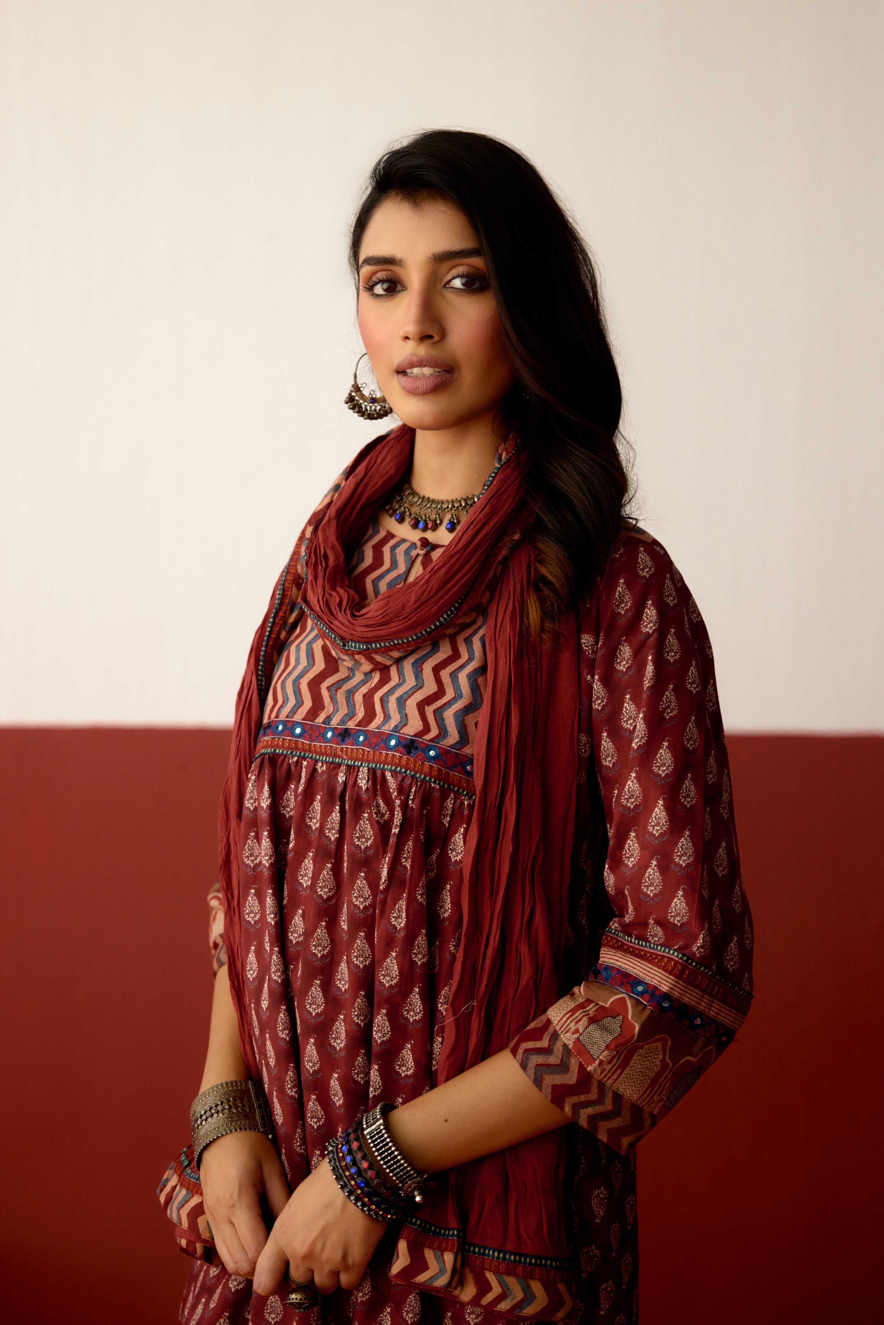 Rozana Dupatta Maroon (10083217670443)