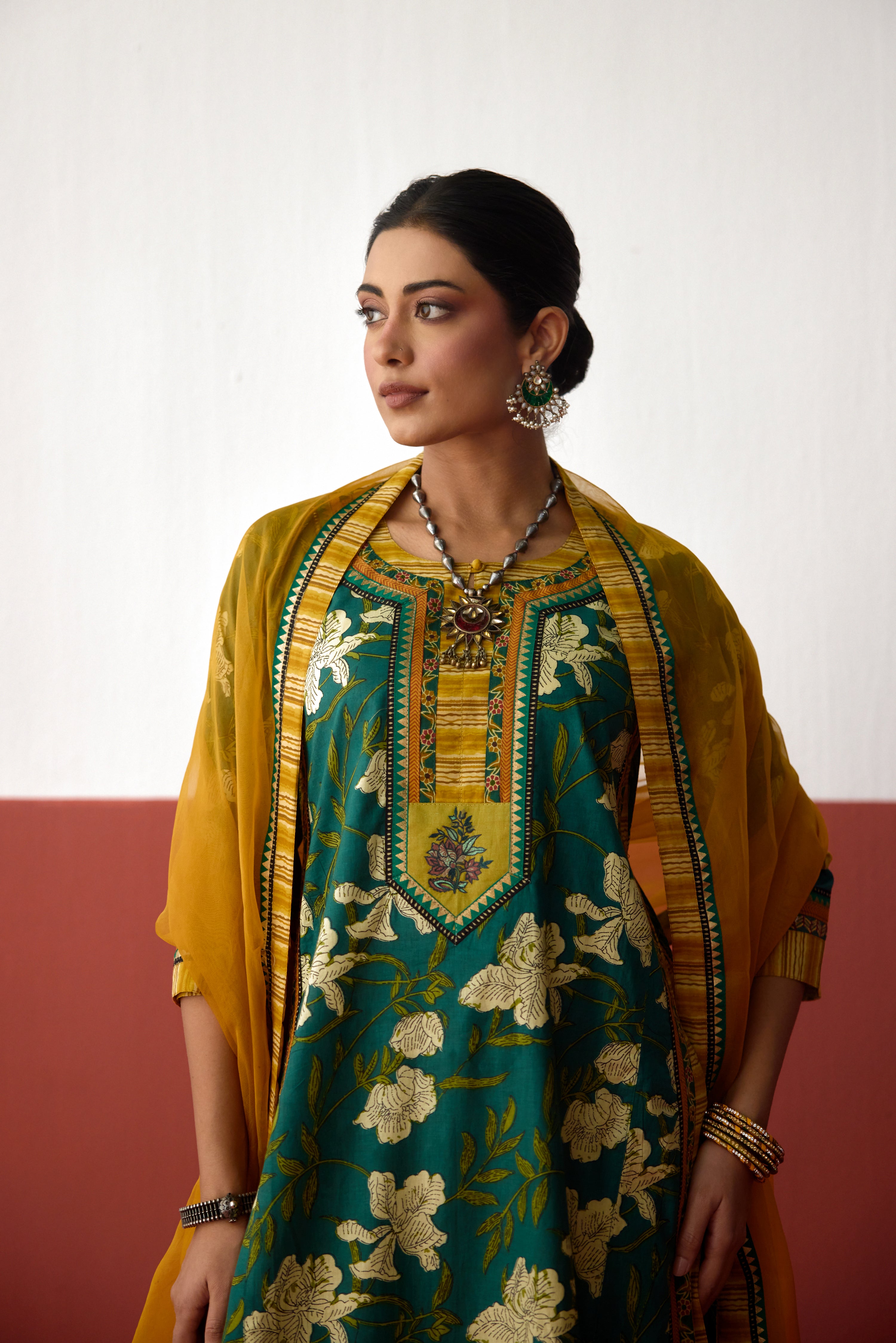 Anu Cotton Printed Kurta Green (10082827141419)